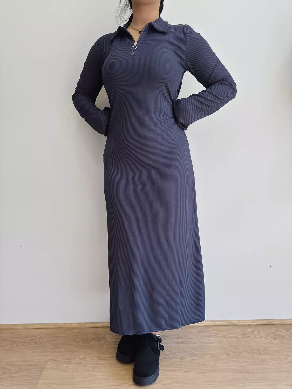 Repp long sleeve dress