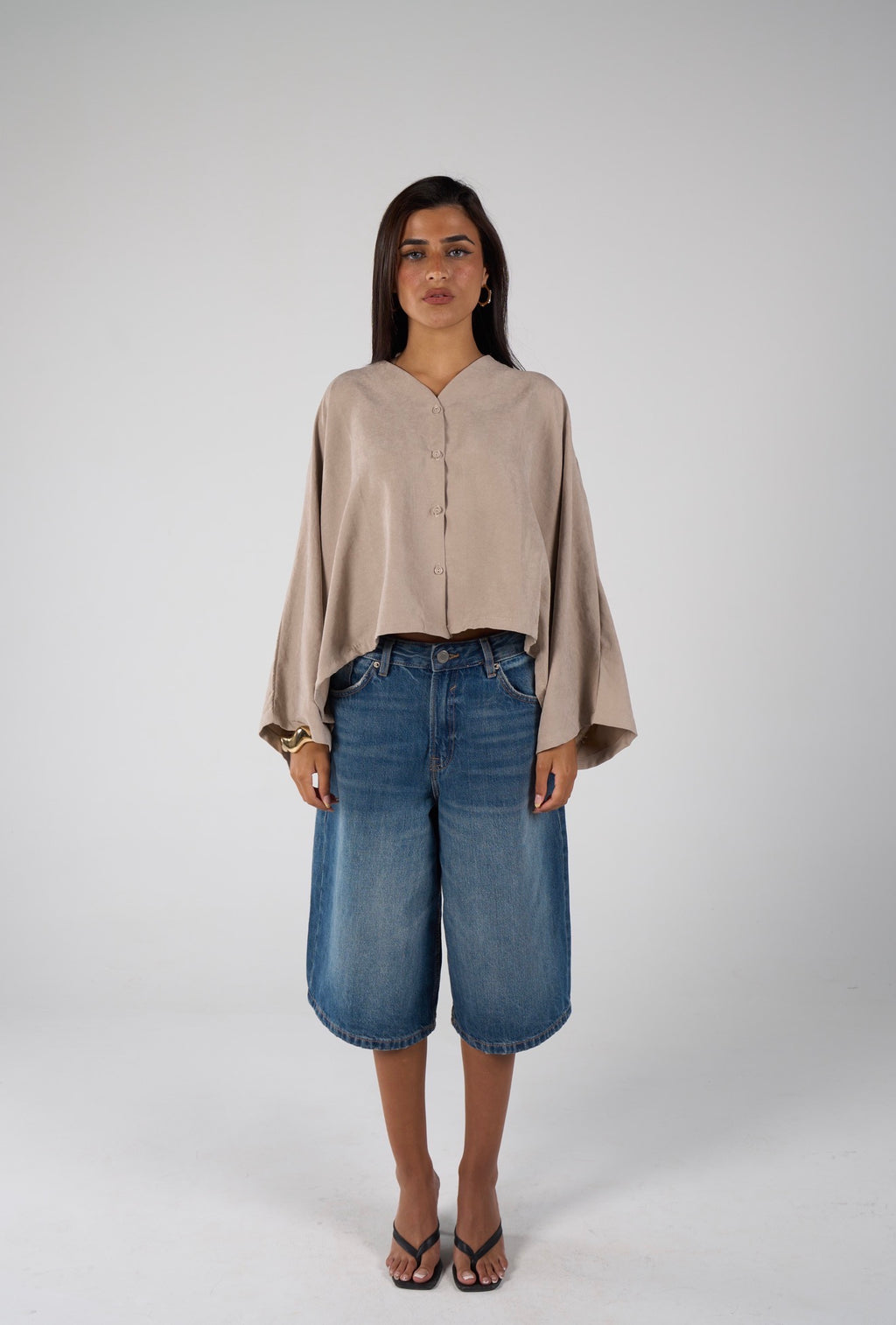 Sunset flare shirt - beige
