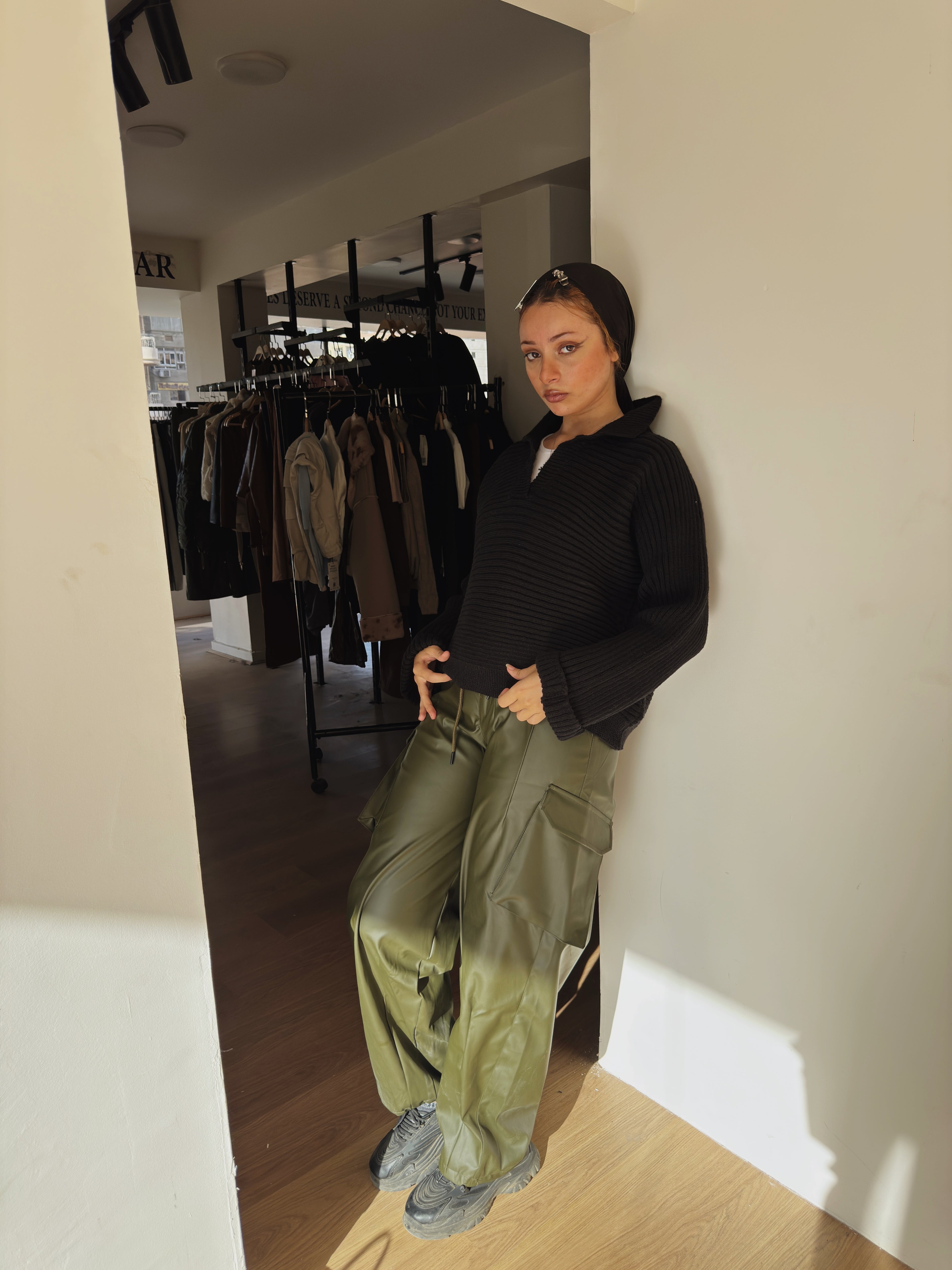 Leather cargo pants