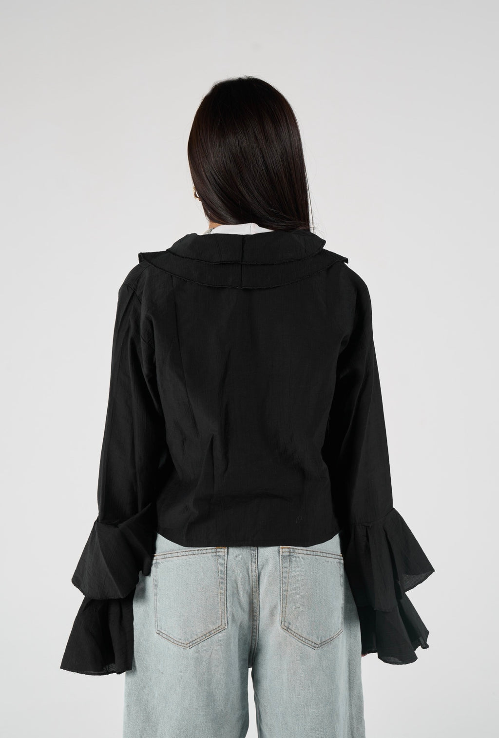 Ruffles blouse - black