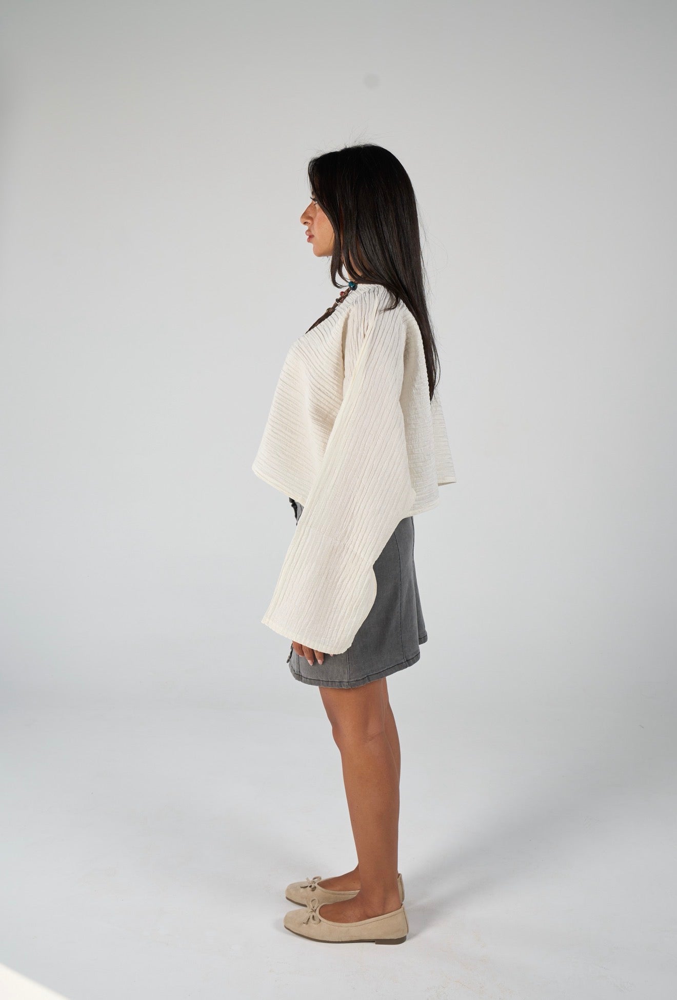 Crew neck lose blouse - beige