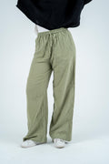 Olive linen wide leg pants