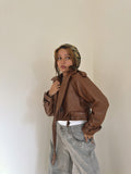 Cropped leather jacket