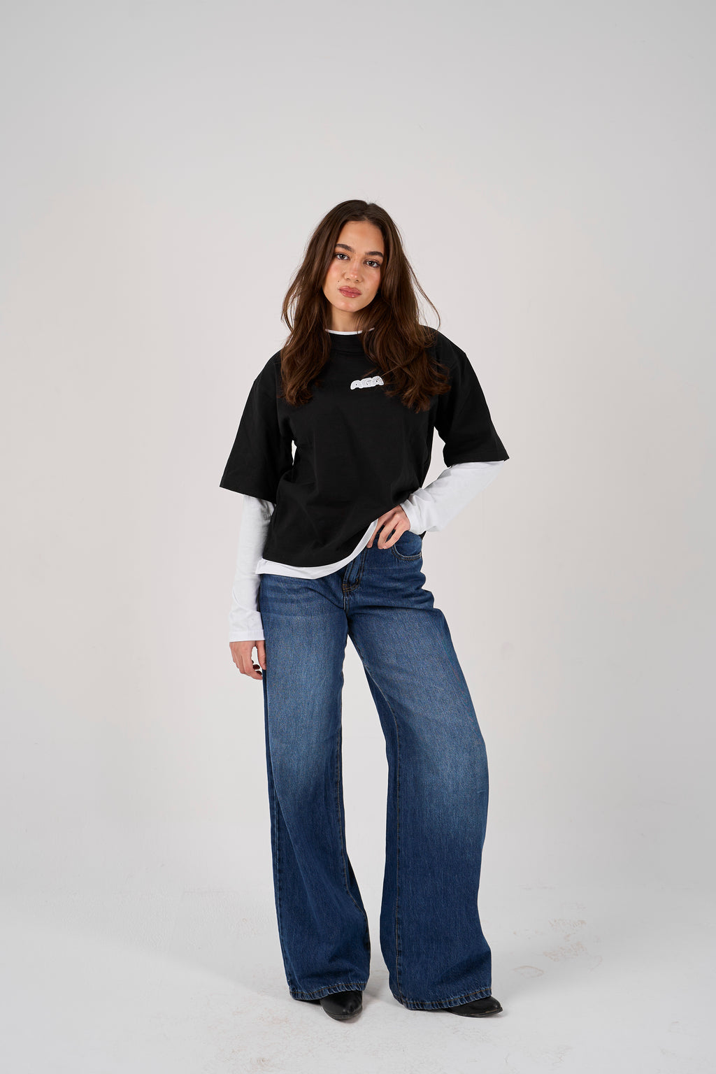 Double layered oversized T-shirt - Black