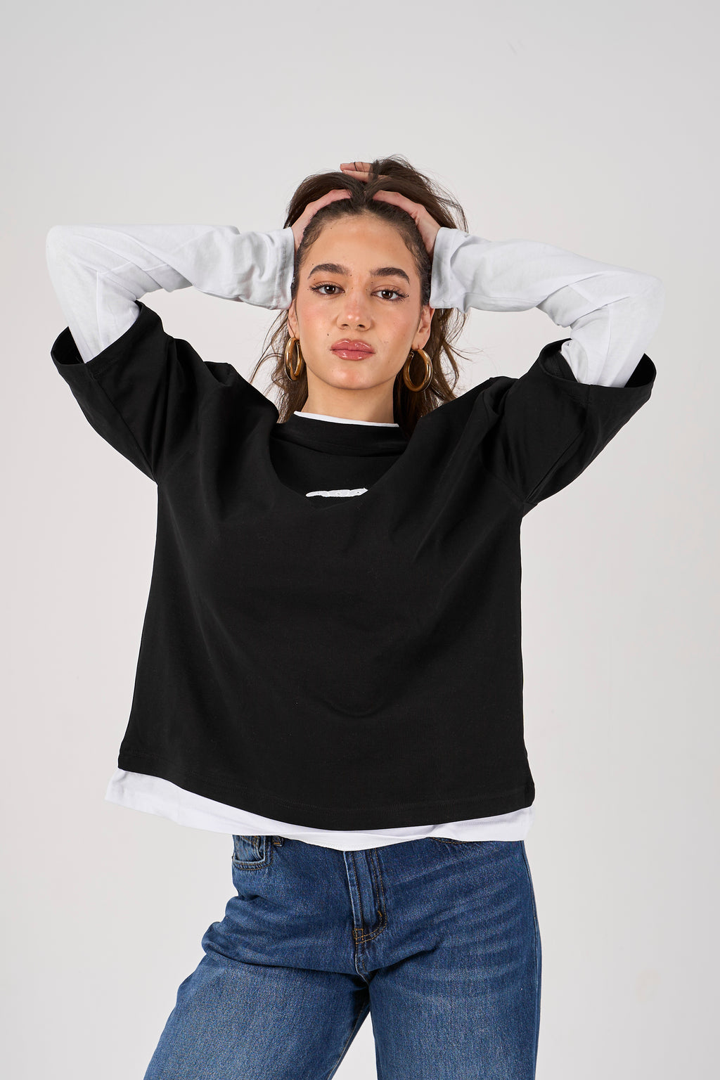 Double layered oversized T-shirt - Black