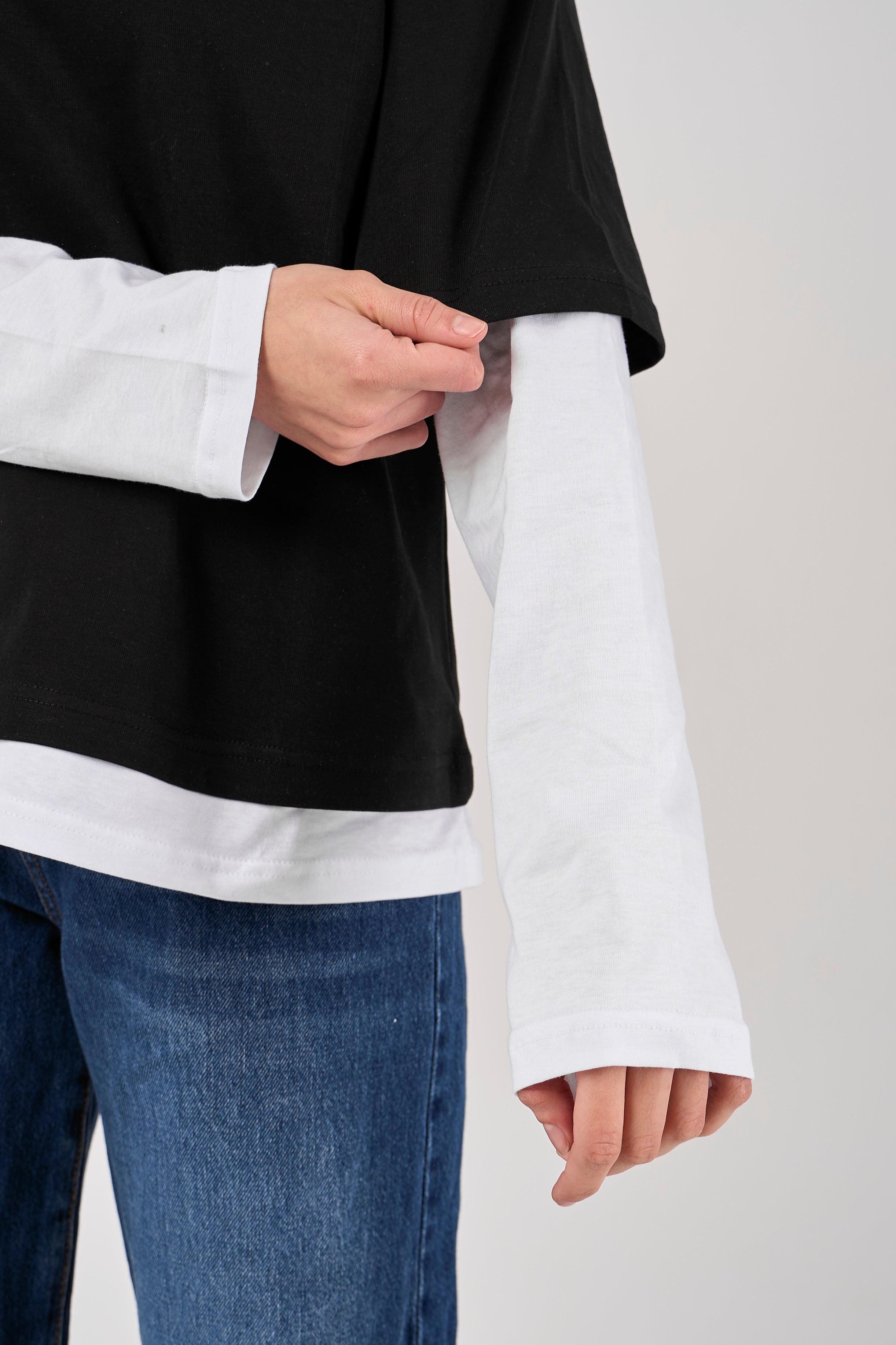 Double layered oversized T-shirt - Black