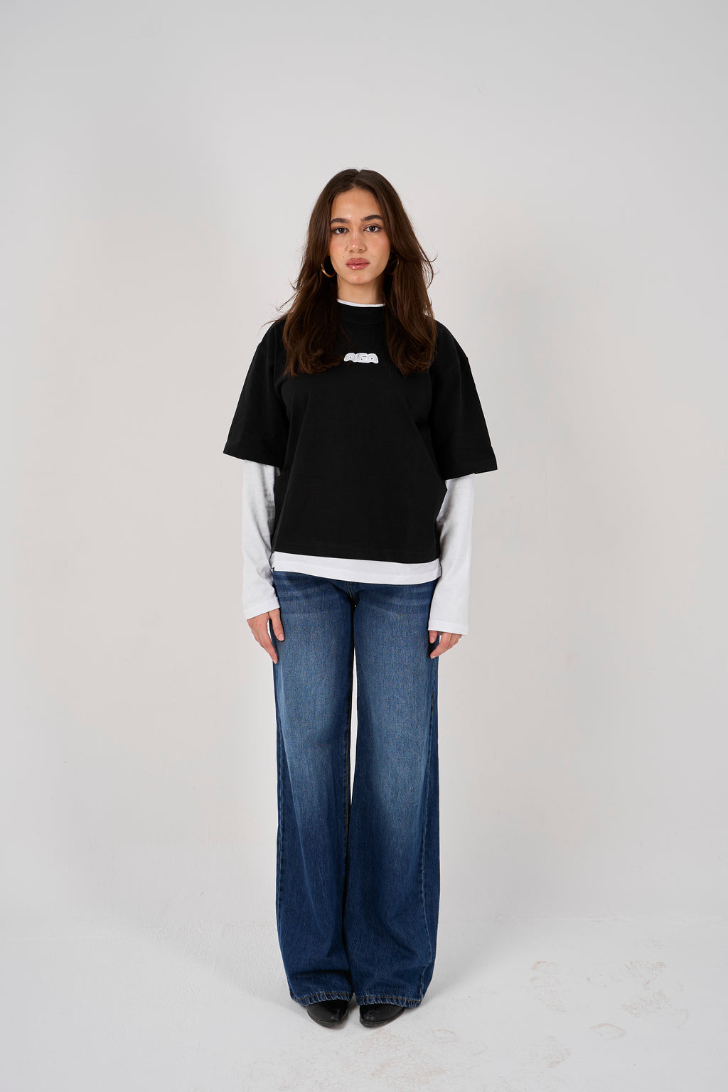 Double layered oversized T-shirt - Black