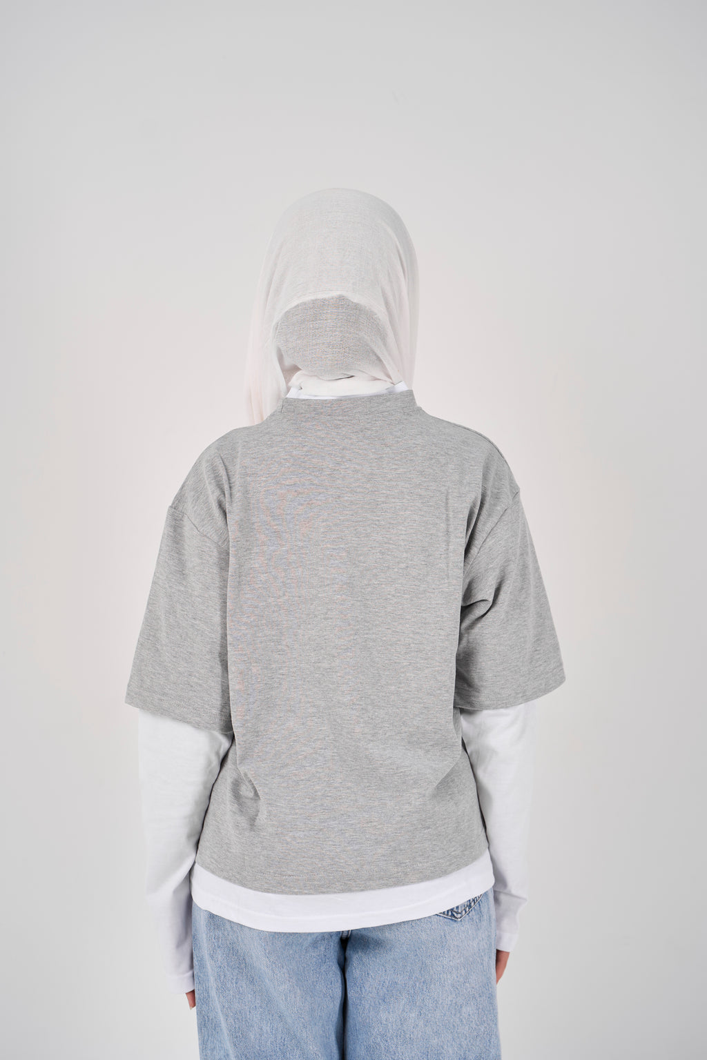 Double layered oversized T-shirt - Grey