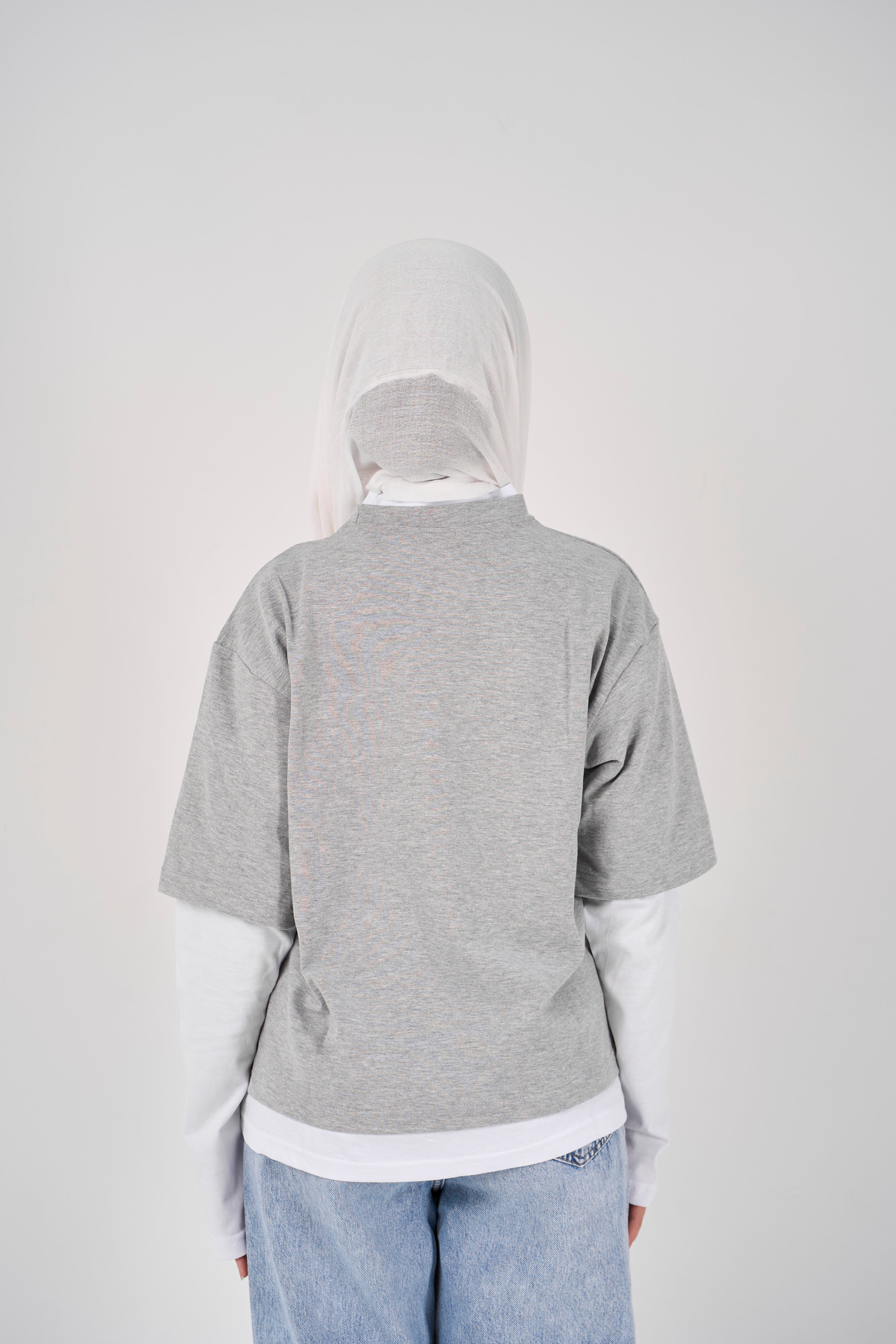 Double layered oversized T-shirt - Grey