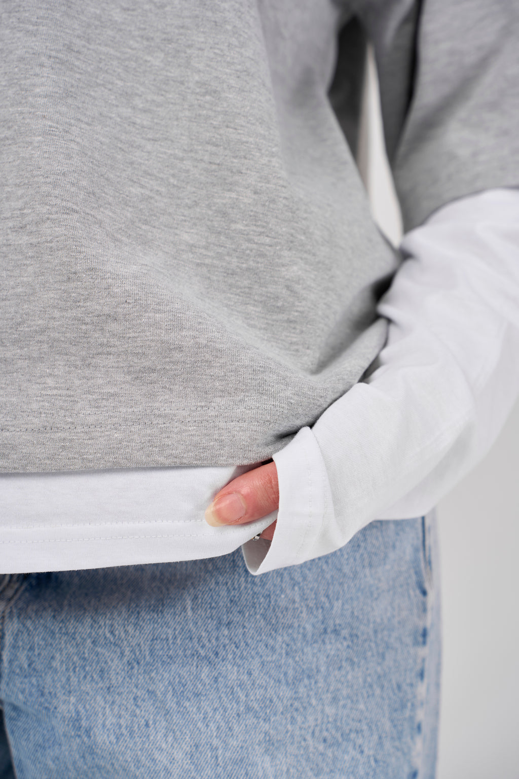 Double layered oversized T-shirt - Grey