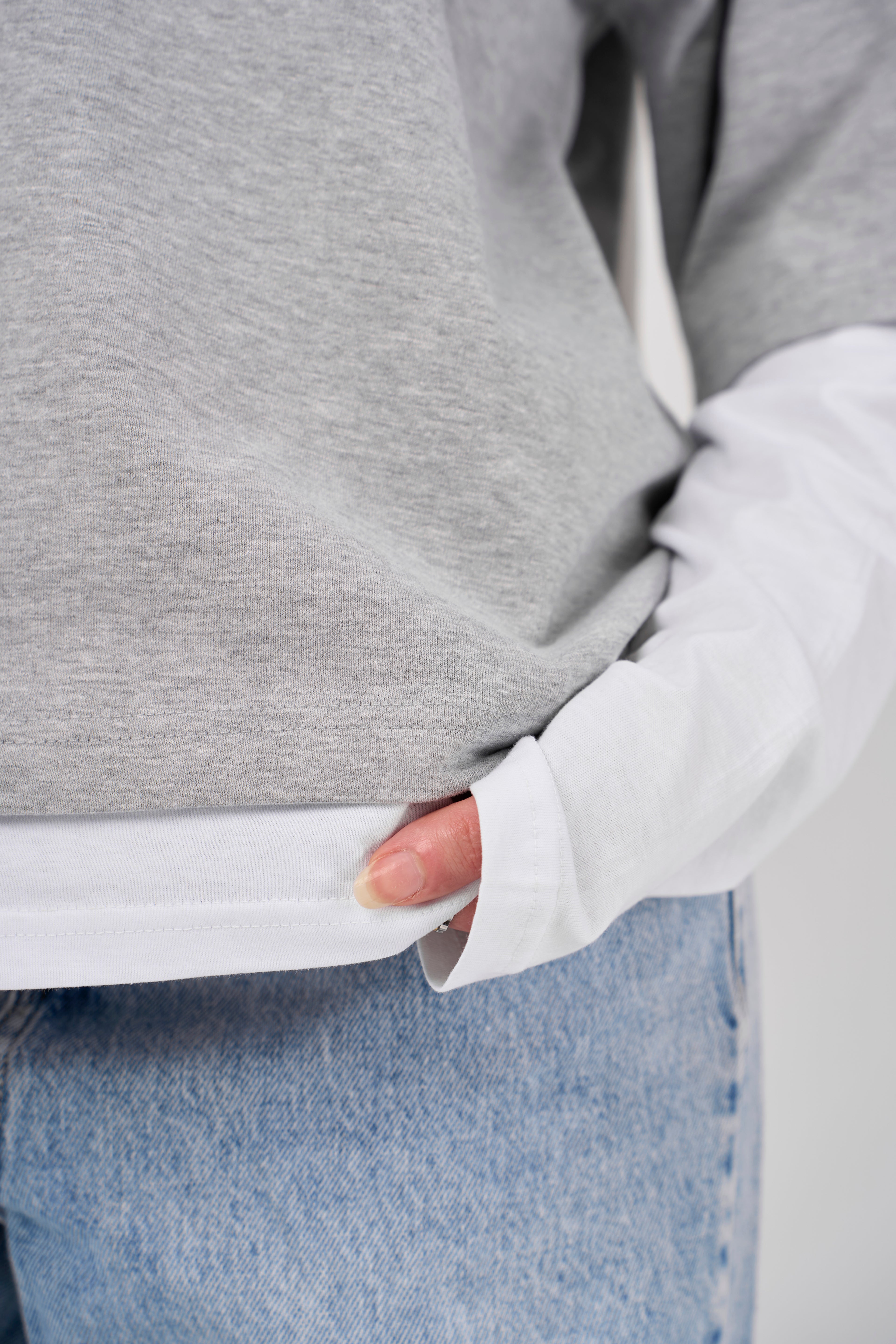 Double layered oversized T-shirt - Grey