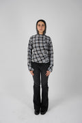Plaid blouse with side buttons - aqua X gray