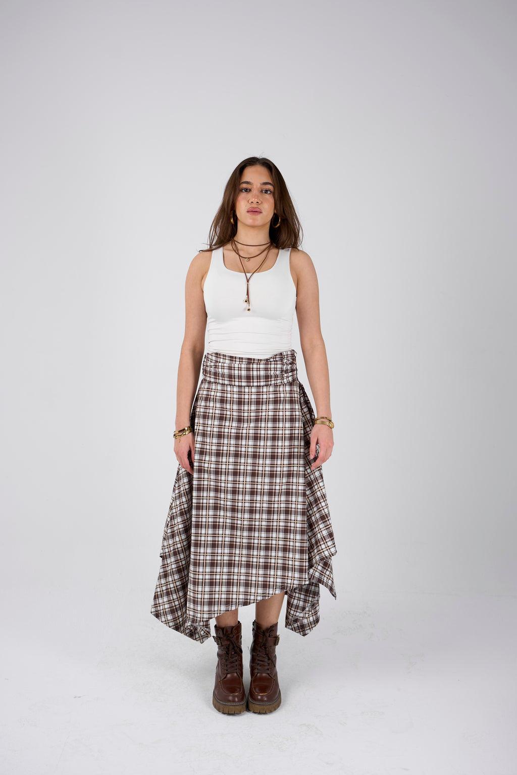 Crimpy skirt - Plaid Brown