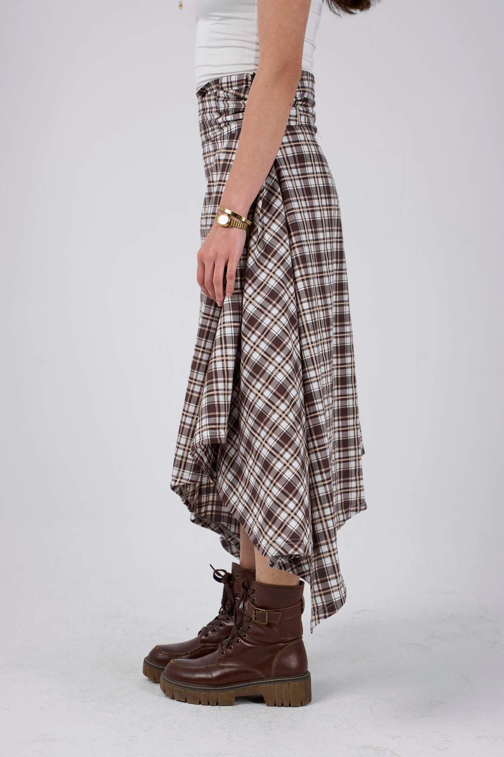 Crimpy skirt - Plaid Brown
