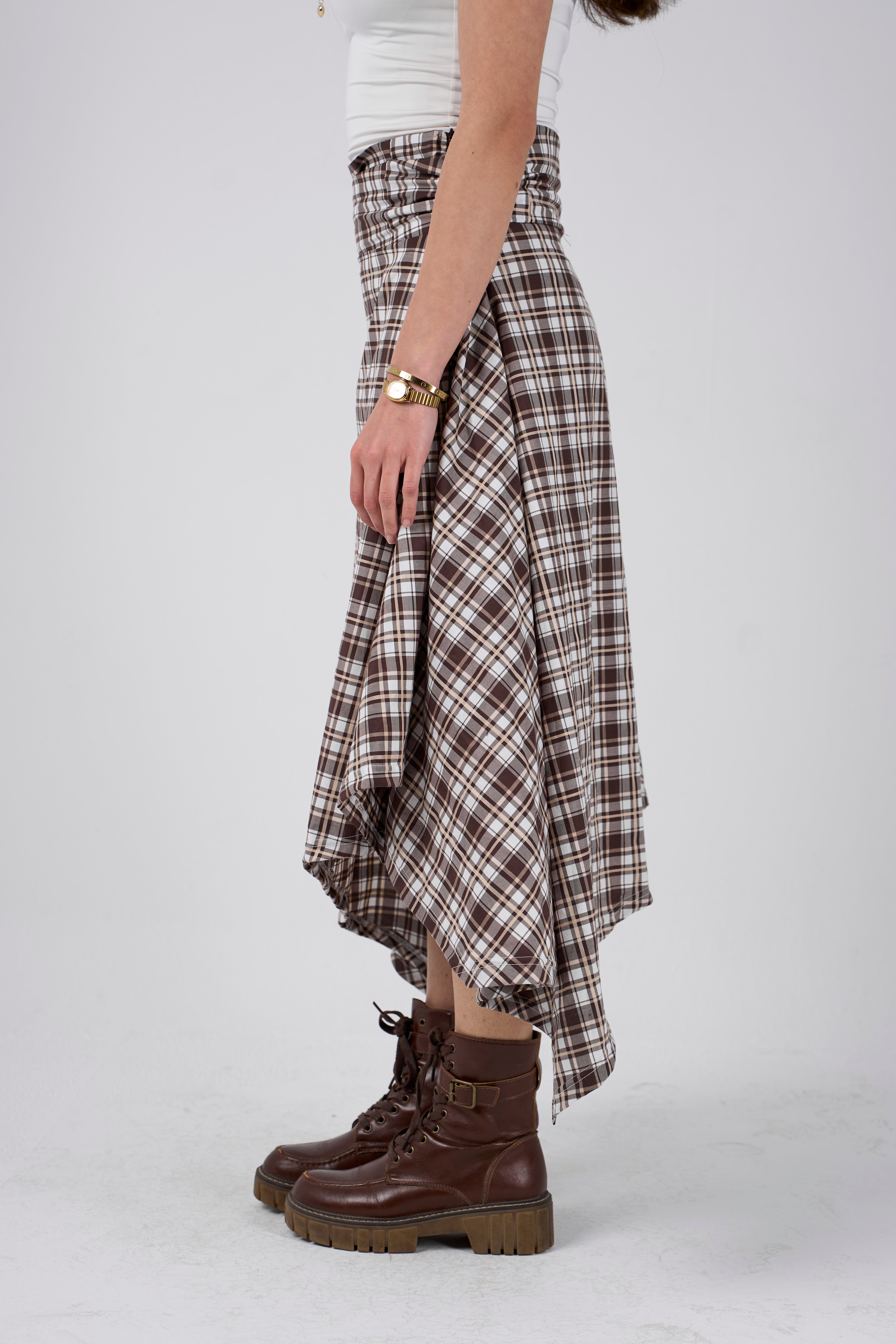 Crimpy skirt - Plaid Brown