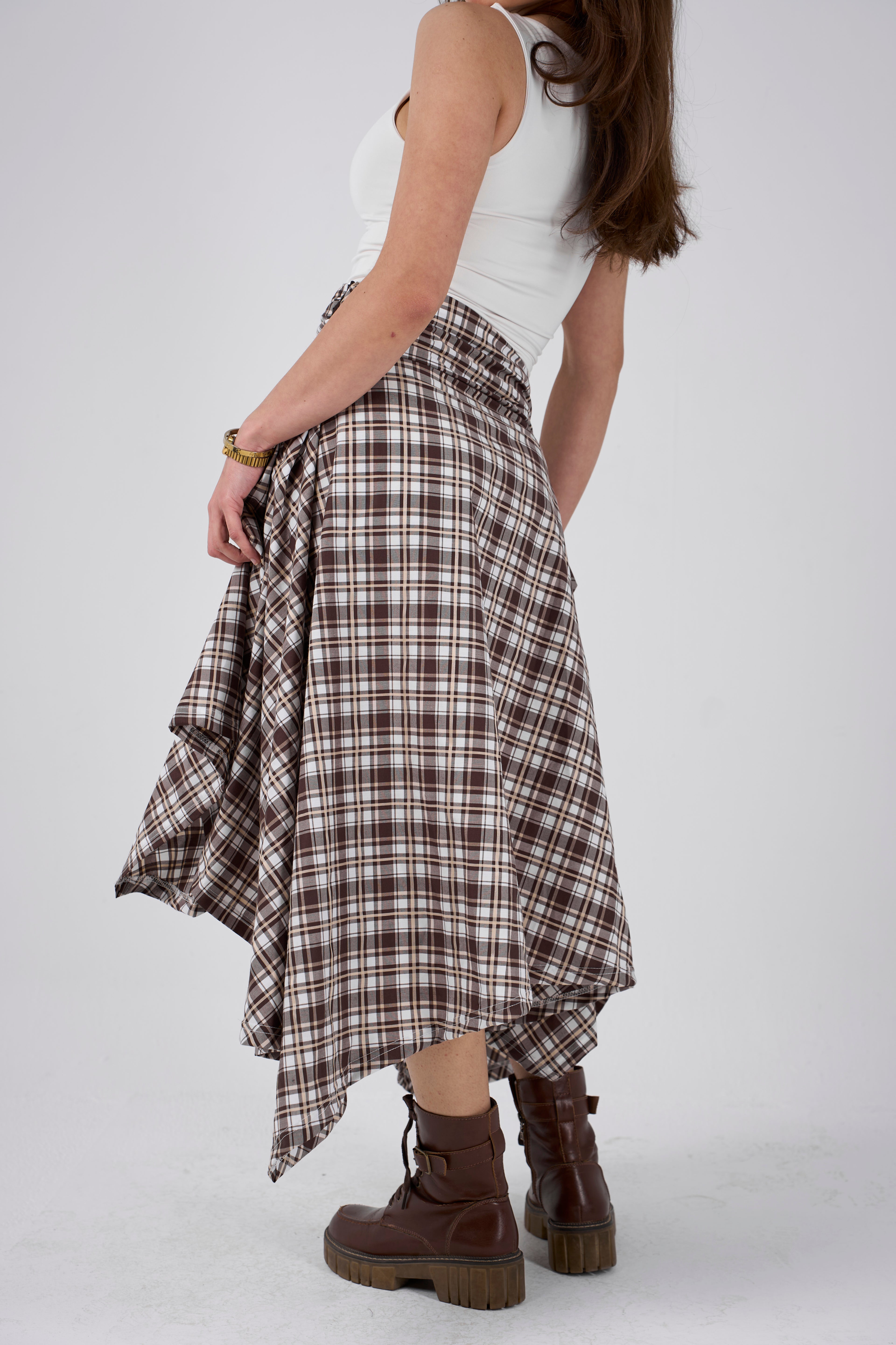 Crimpy skirt - Plaid Brown