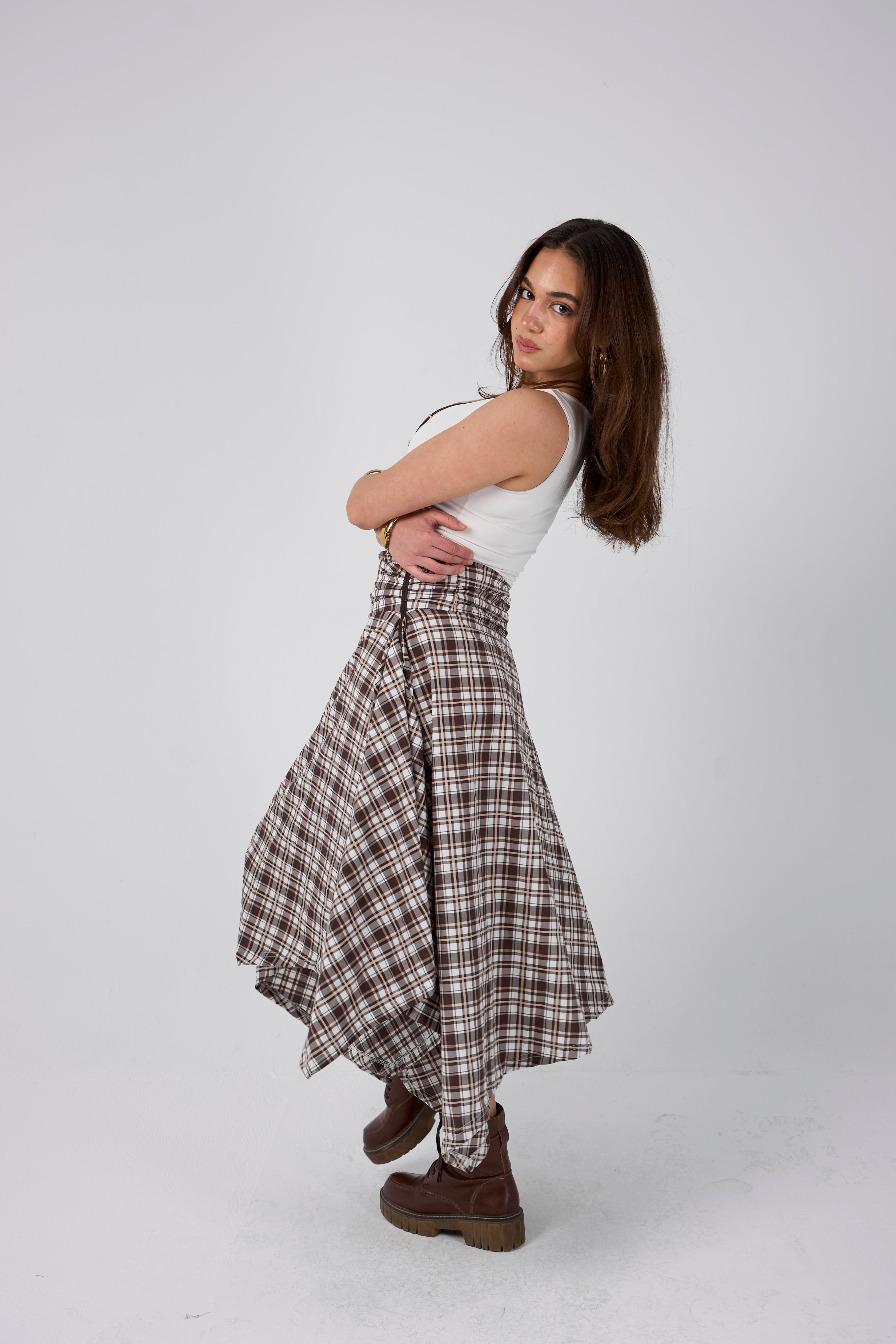 Crimpy skirt - Plaid Brown