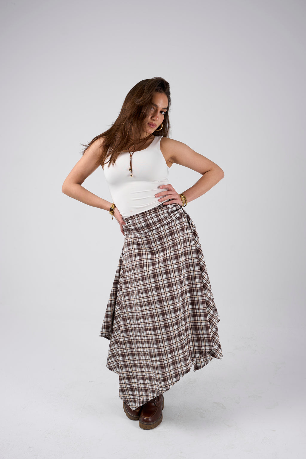 Crimpy skirt - Plaid Brown