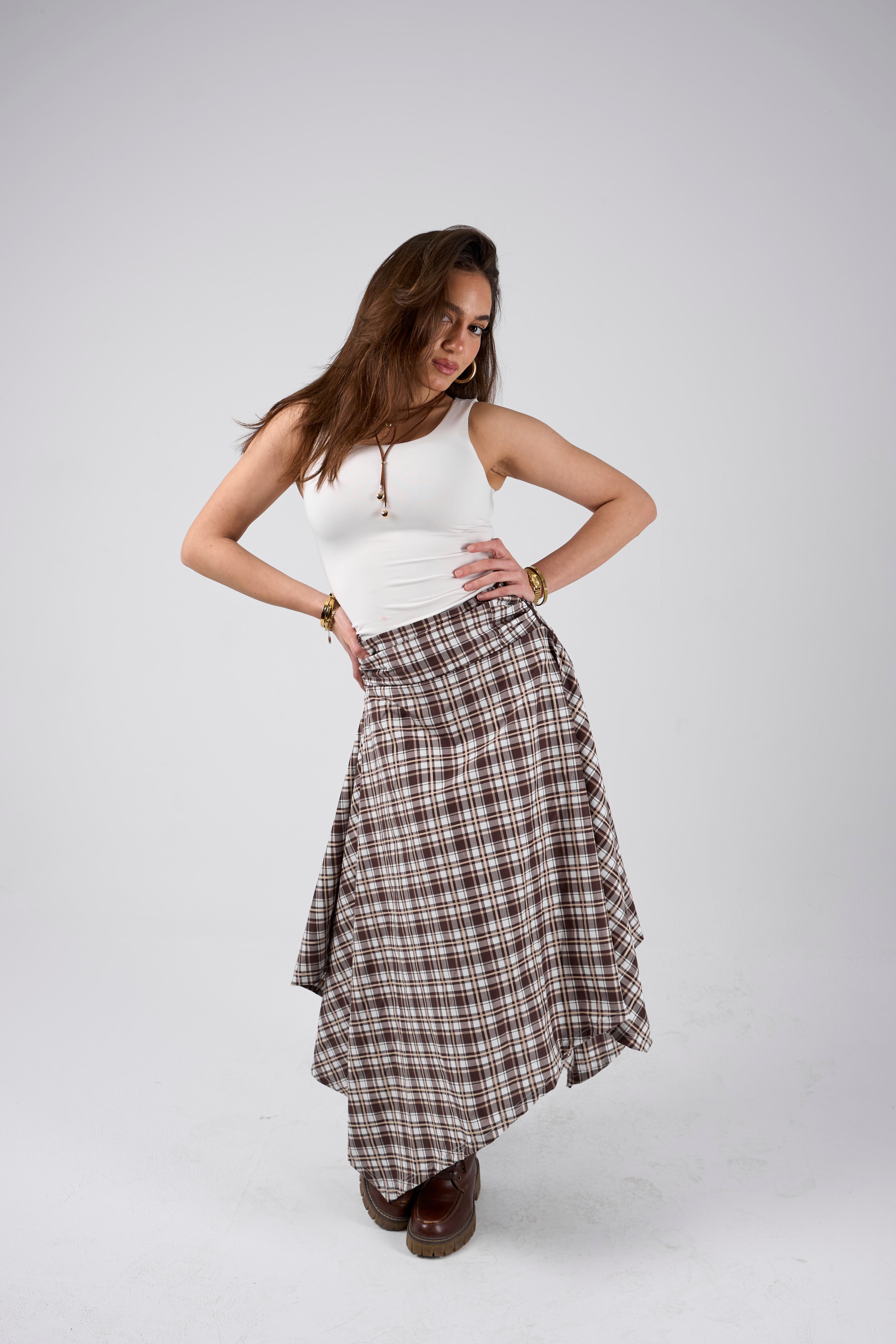 Crimpy skirt - Plaid Brown
