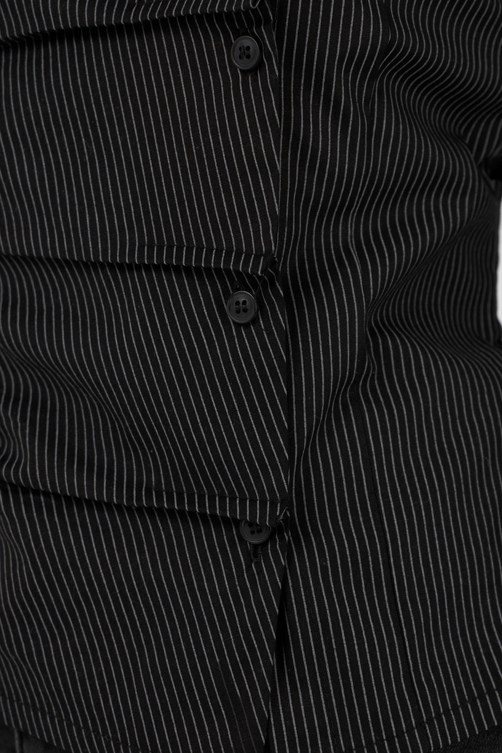 Plaid blouse with side buttons - black