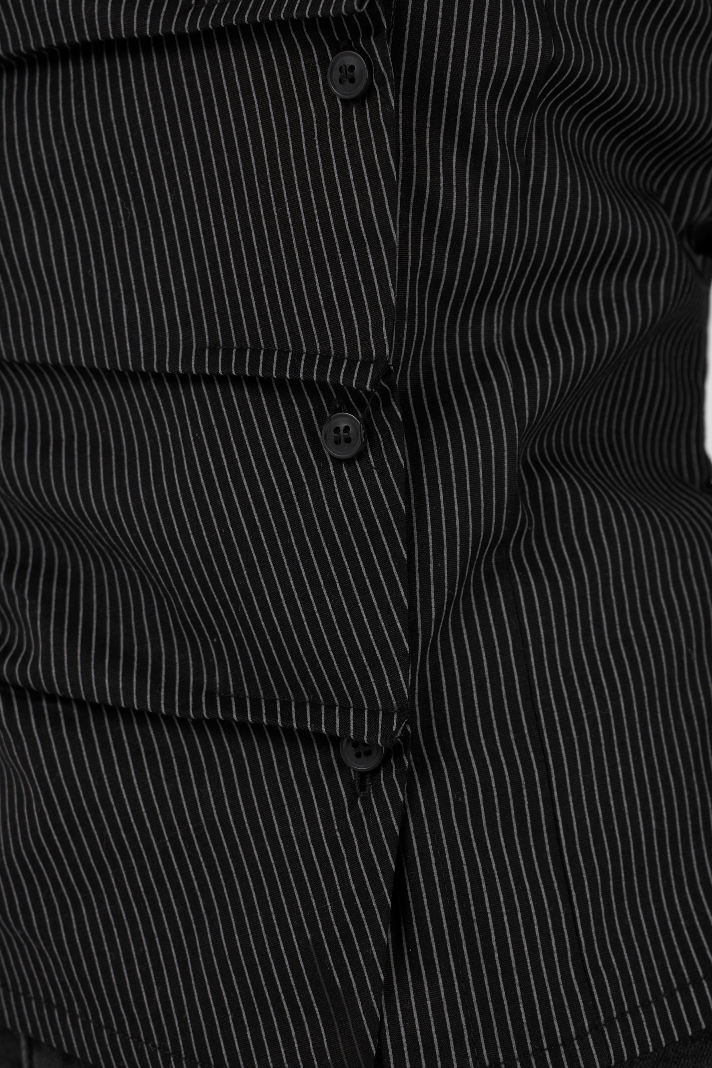 Plaid blouse with side buttons - black