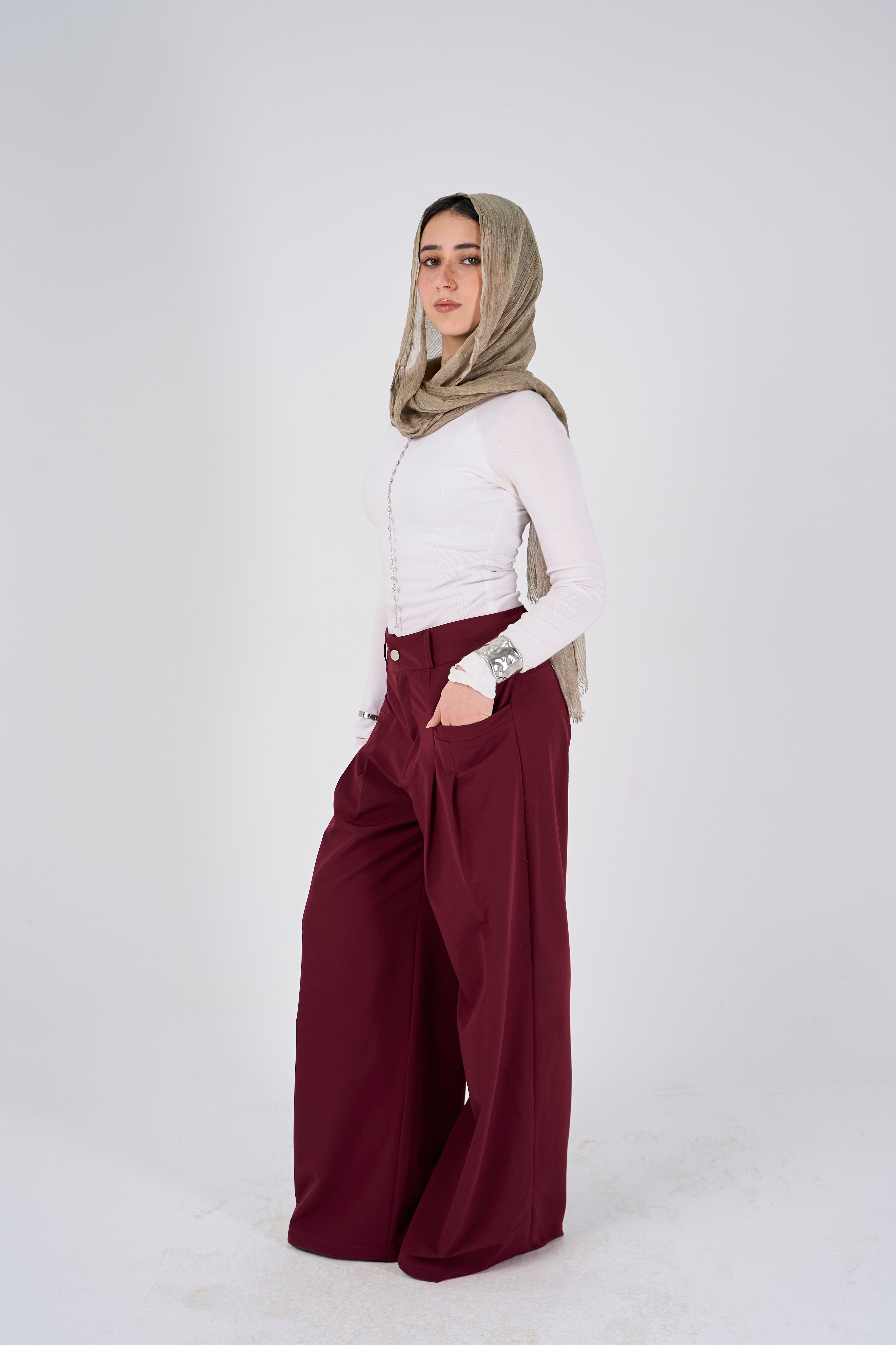 Loose Pants - burgundy
