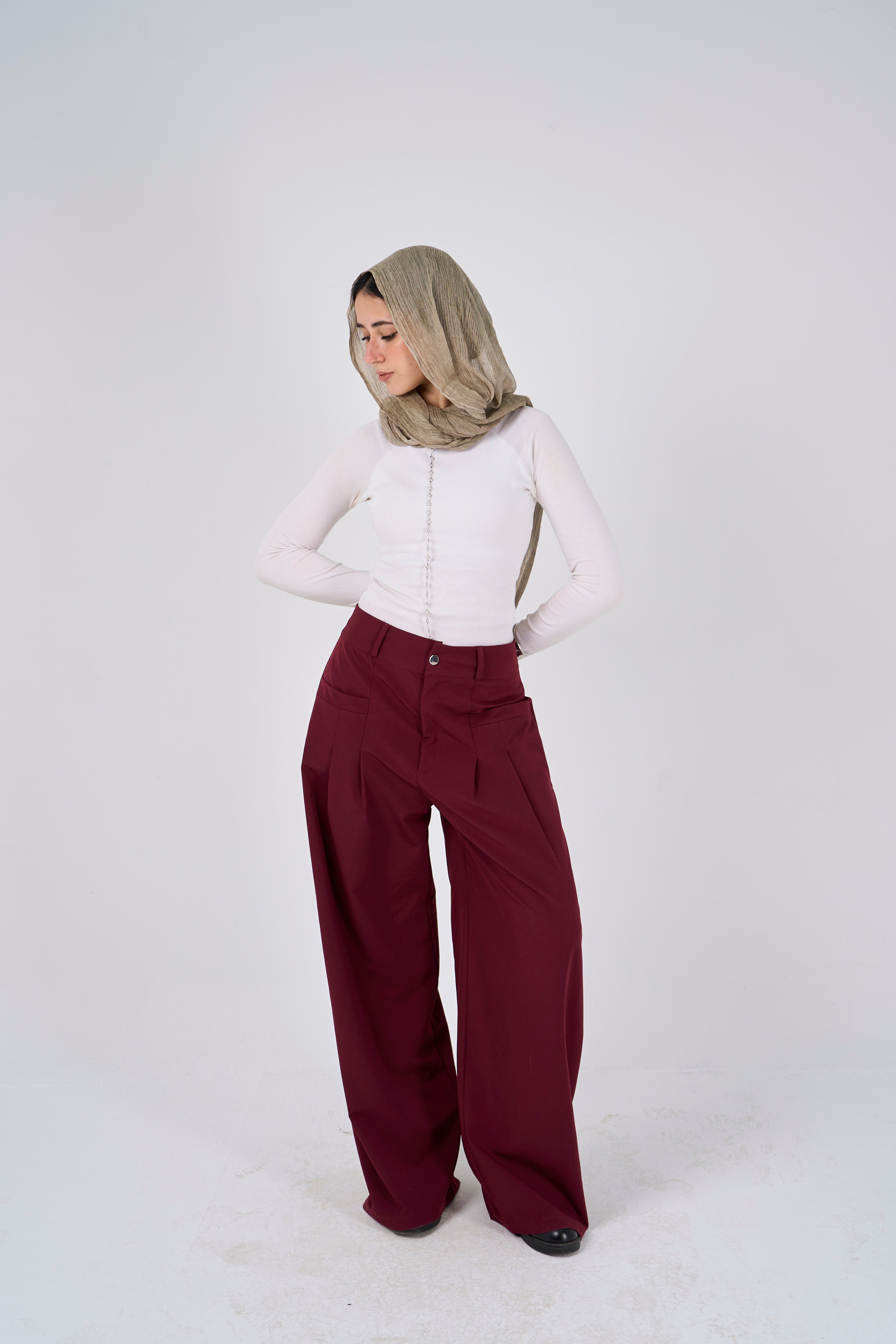 Loose Pants - burgundy