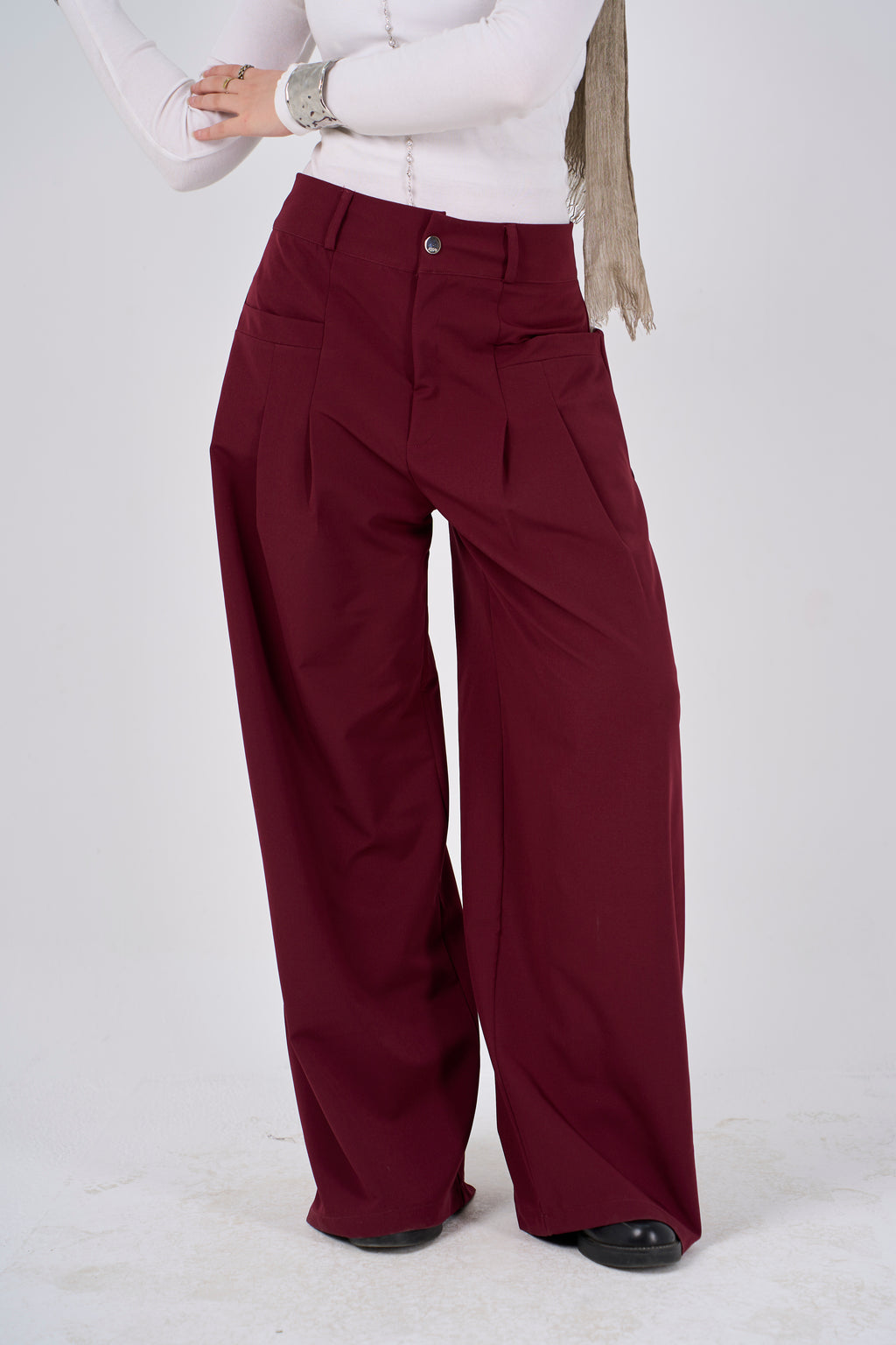 Loose Pants - burgundy