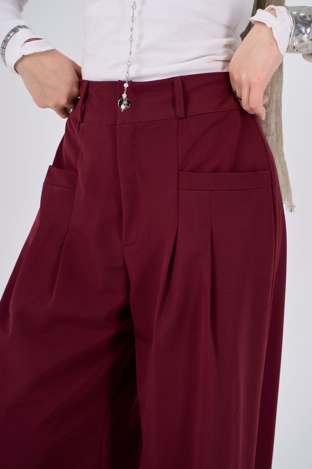 Loose Pants - burgundy