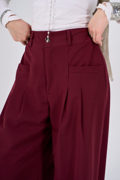 Loose Pants - burgundy