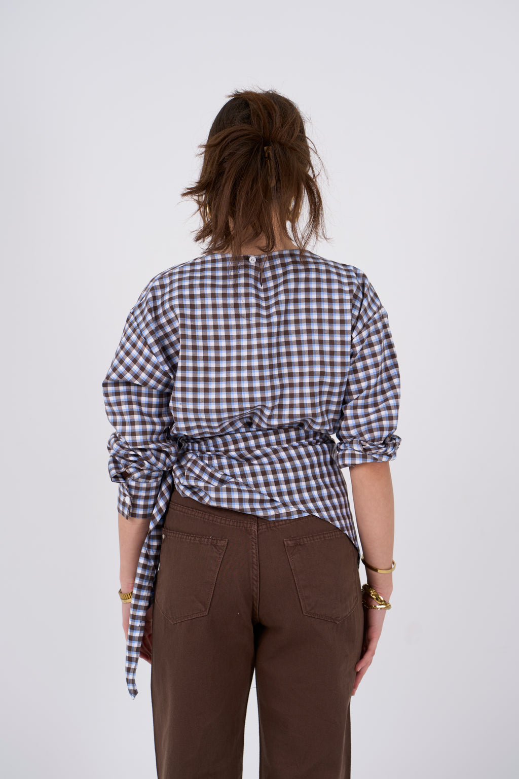 Triangle Scarf blouse - brown