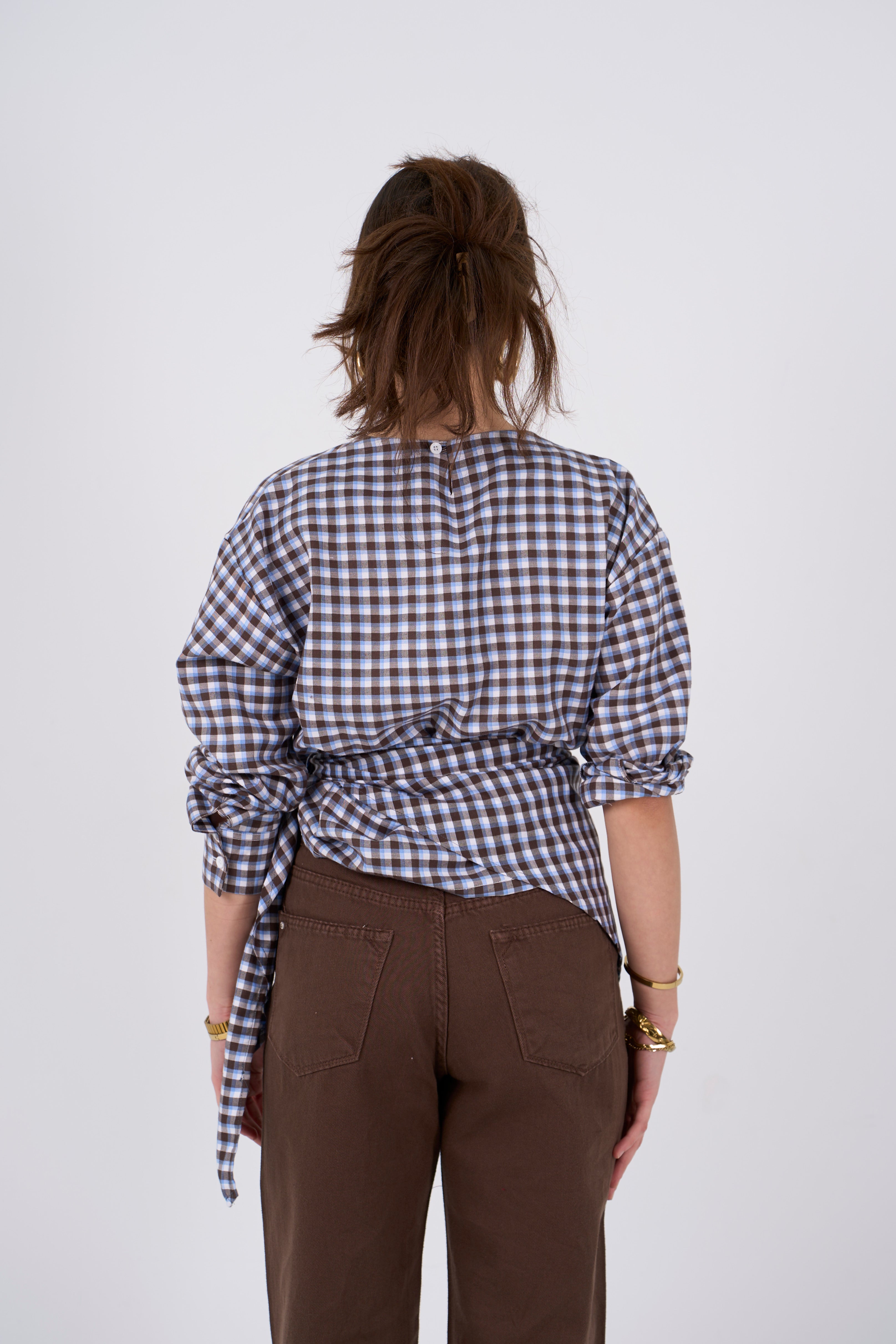 Triangle Scarf blouse - brown