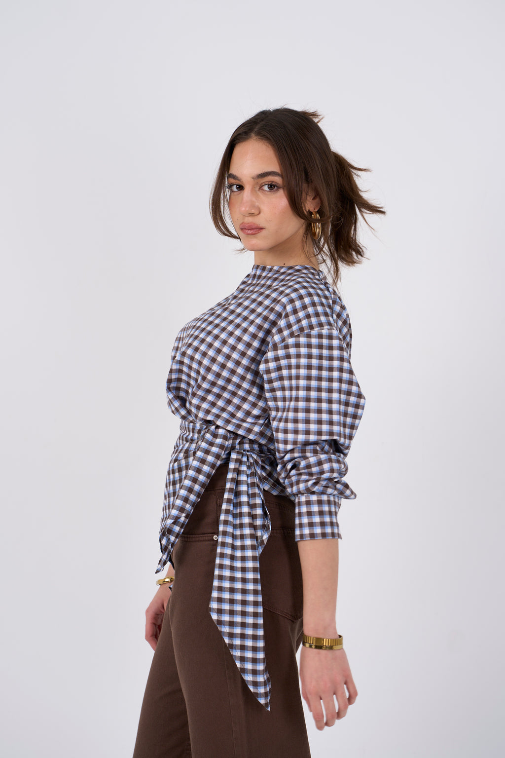 Triangle Scarf blouse - brown