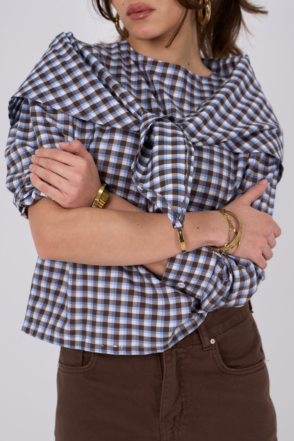 Triangle Scarf blouse - brown