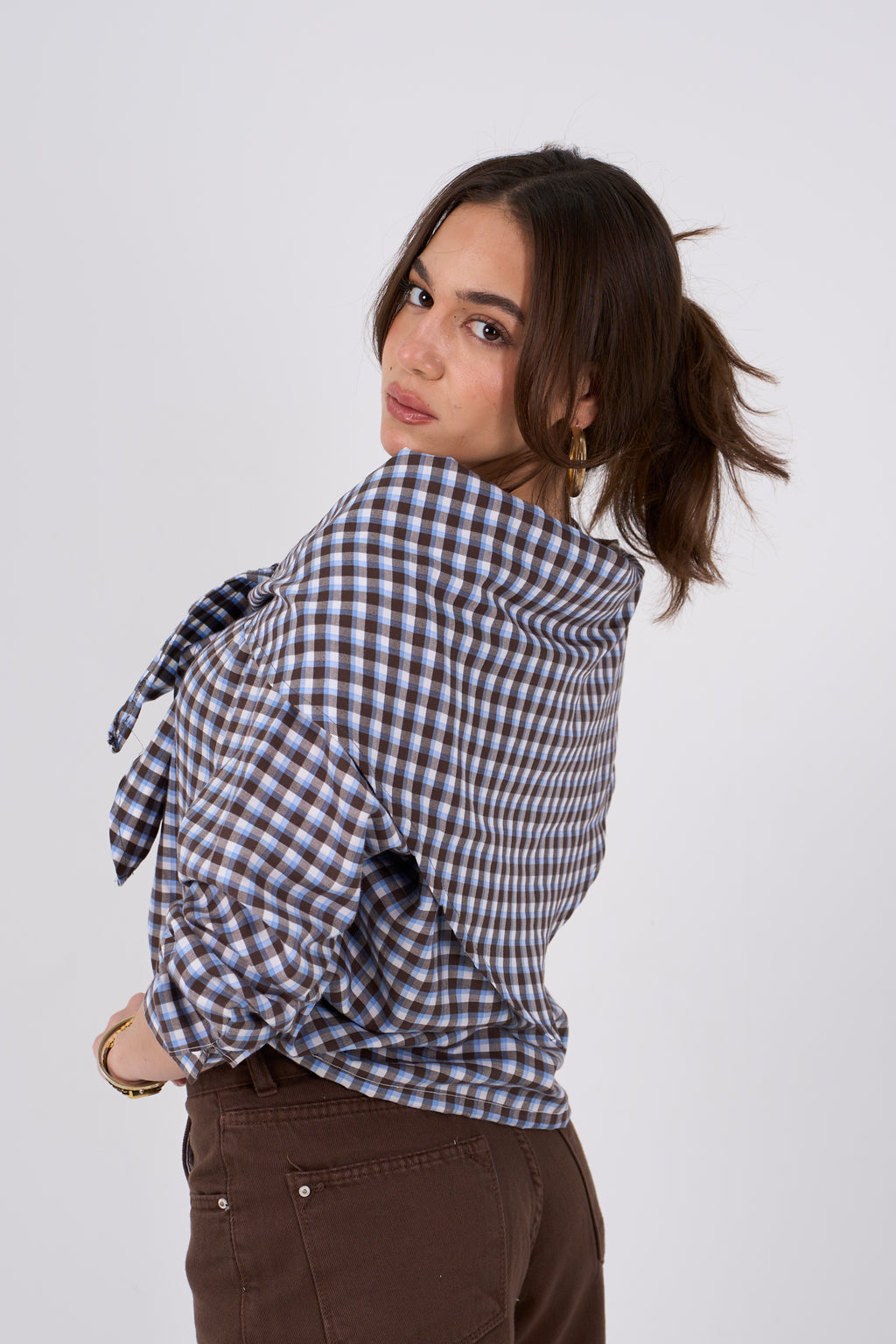 Triangle Scarf blouse - brown