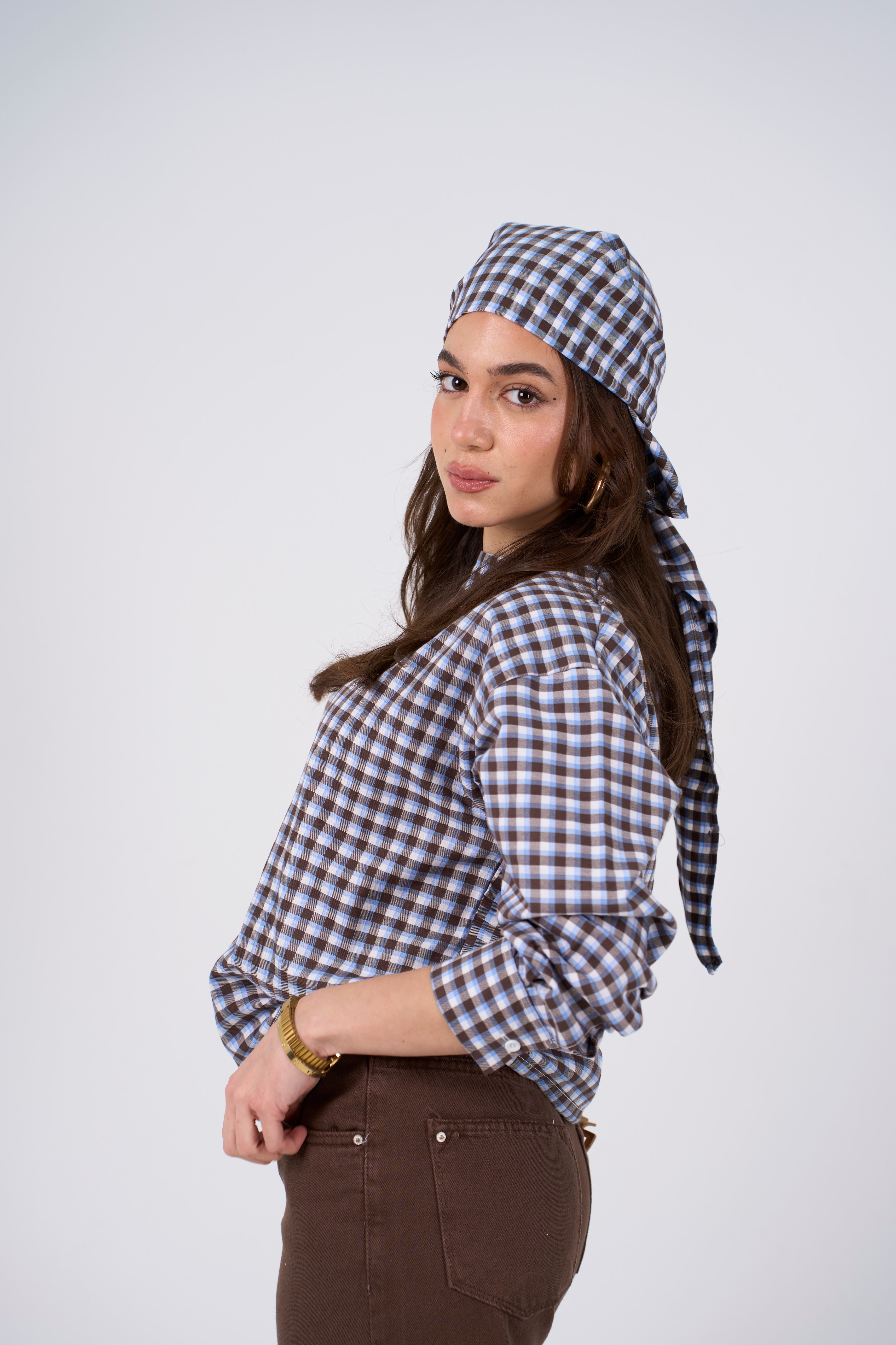 Triangle Scarf blouse - brown