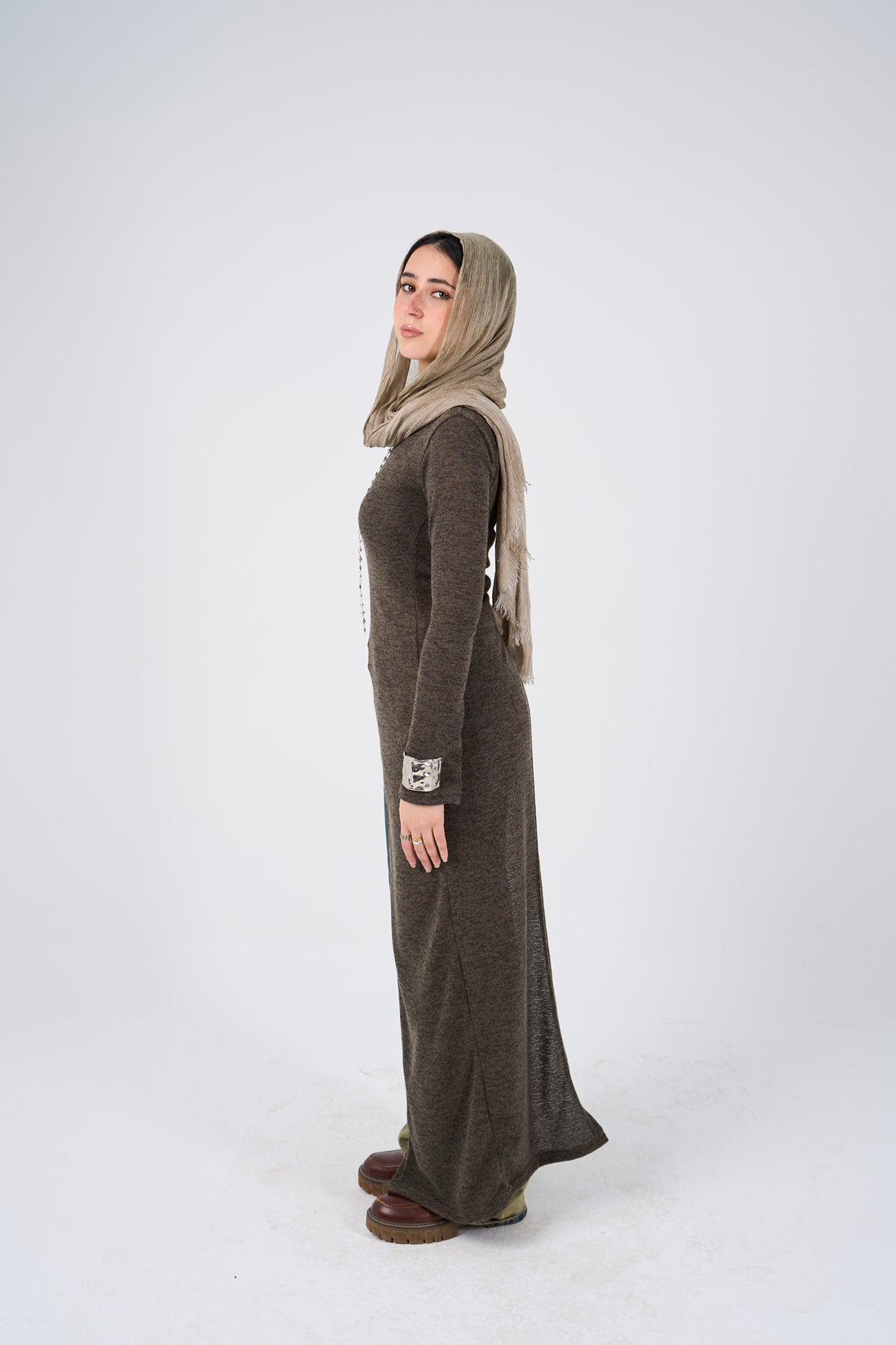 Side Slit long blouse - Olive