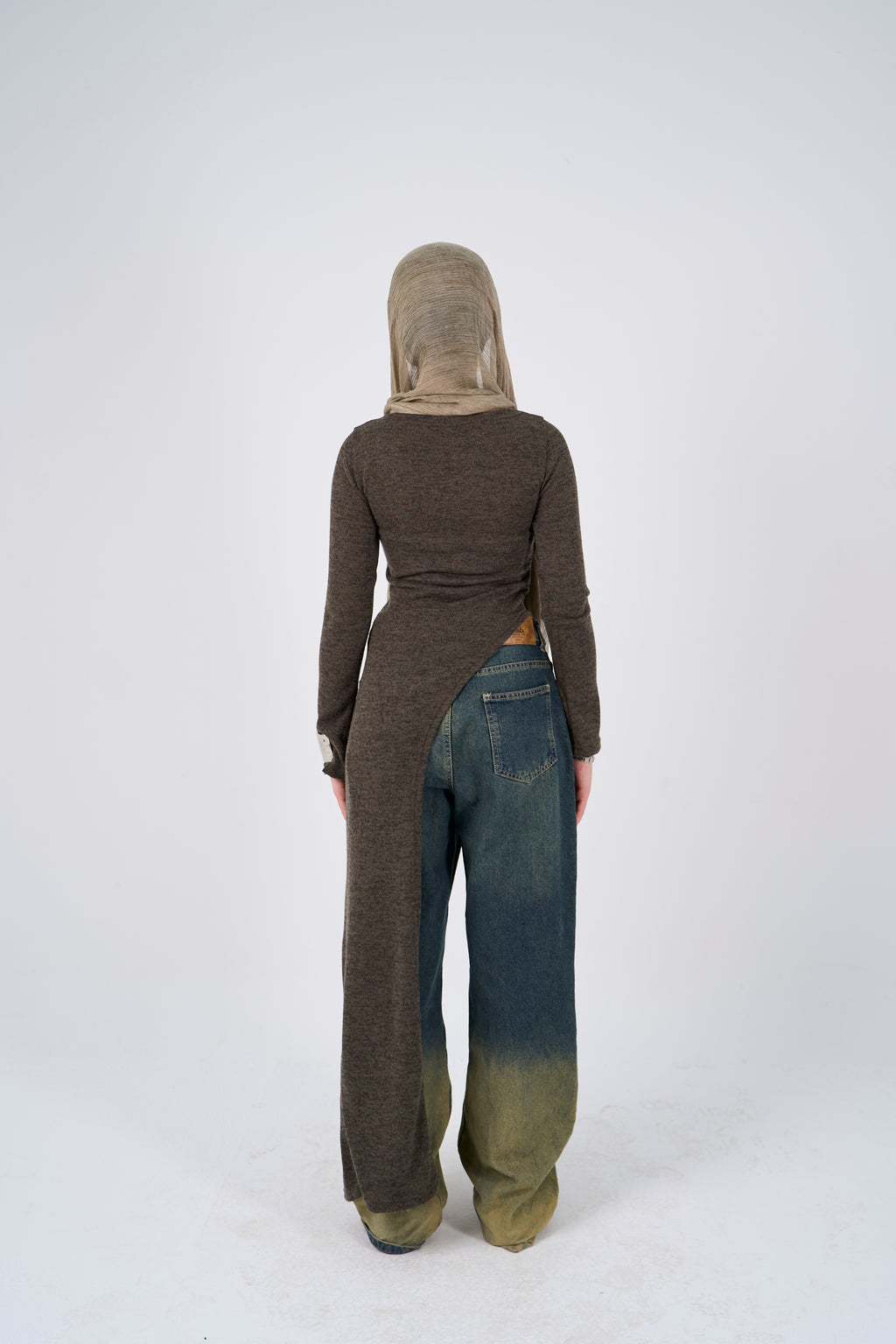 Side Slit long blouse - Olive