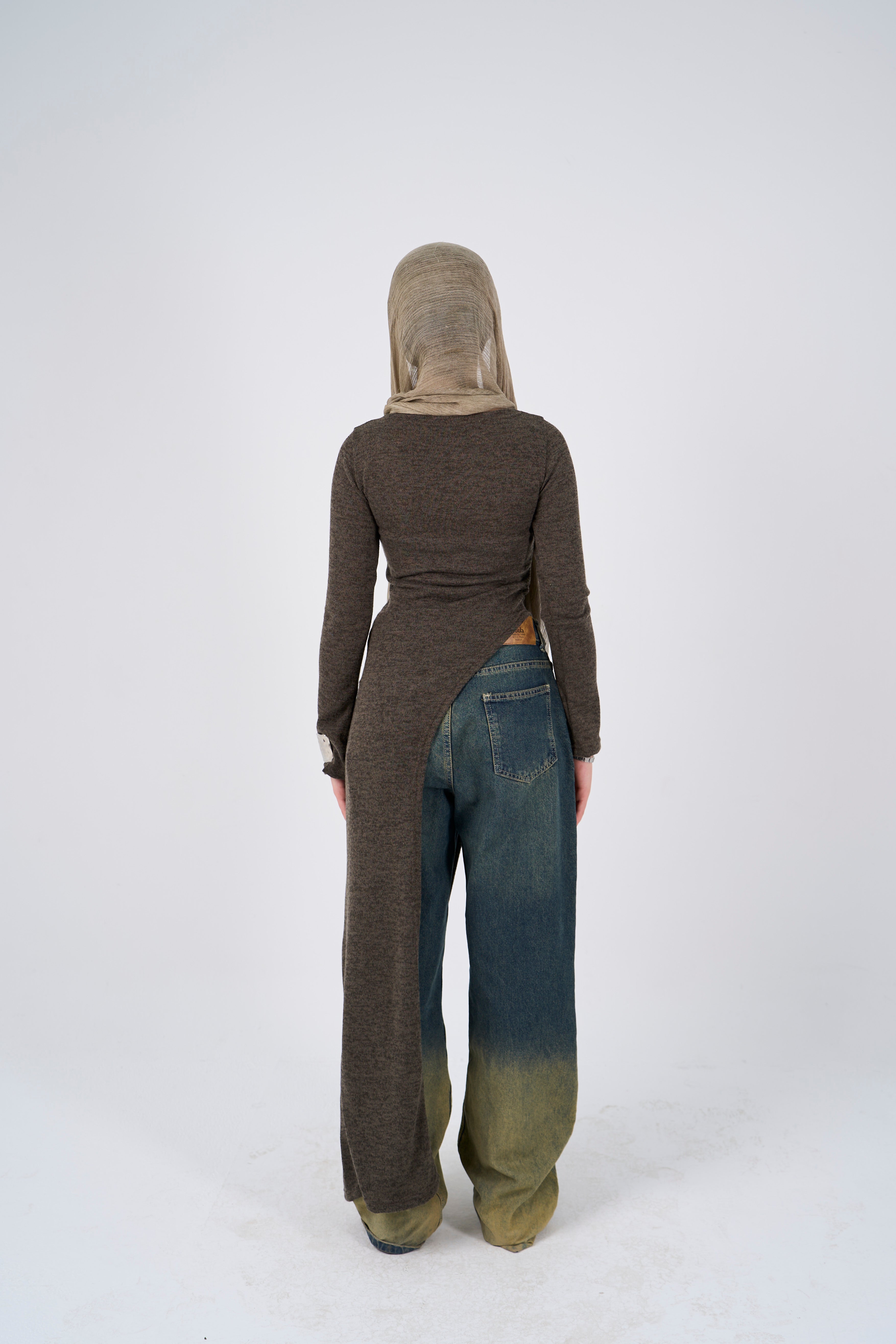 Side Slit long blouse - Olive