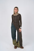Side Slit long blouse - Olive