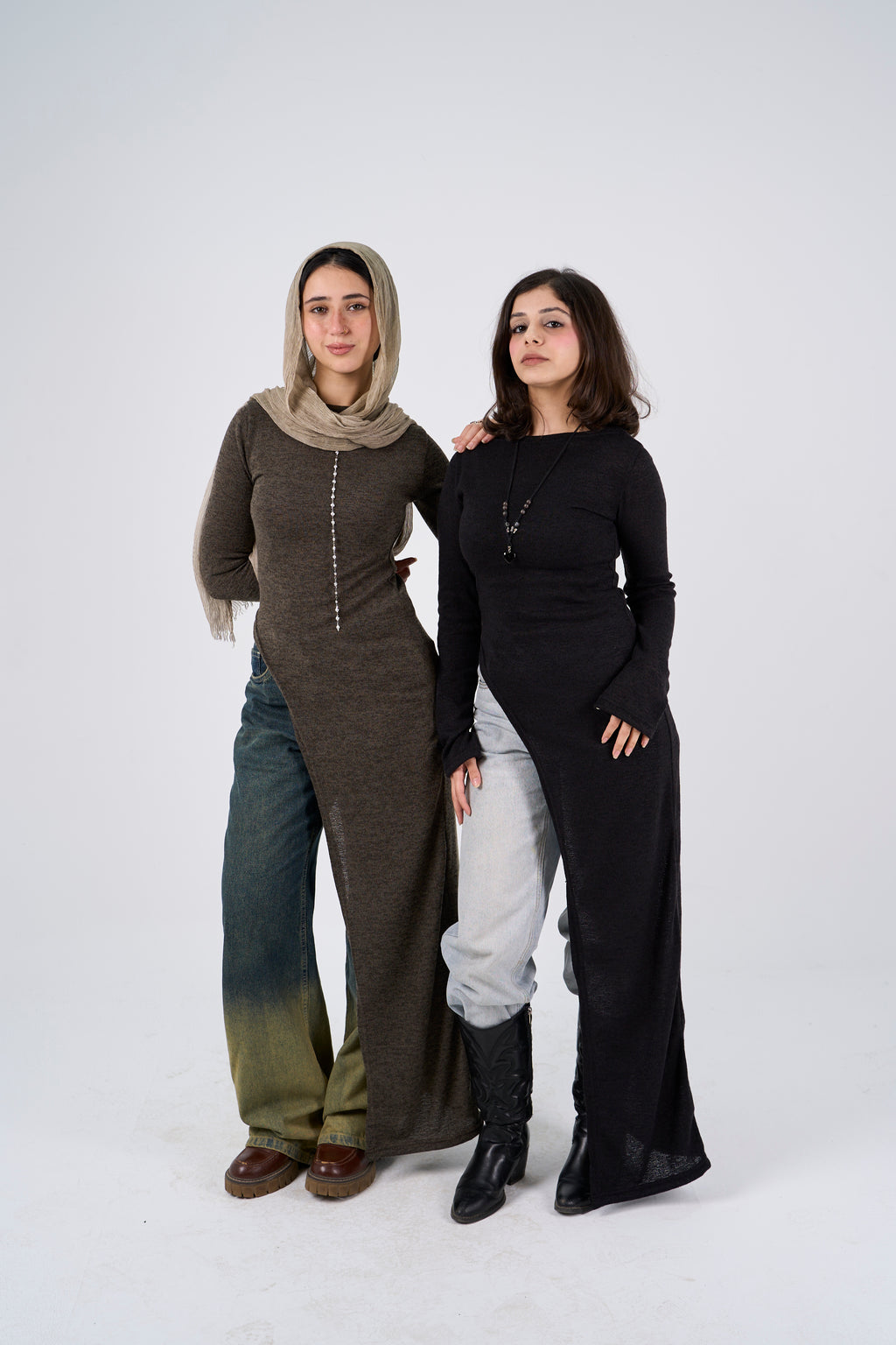 Side Slit long blouse - Olive