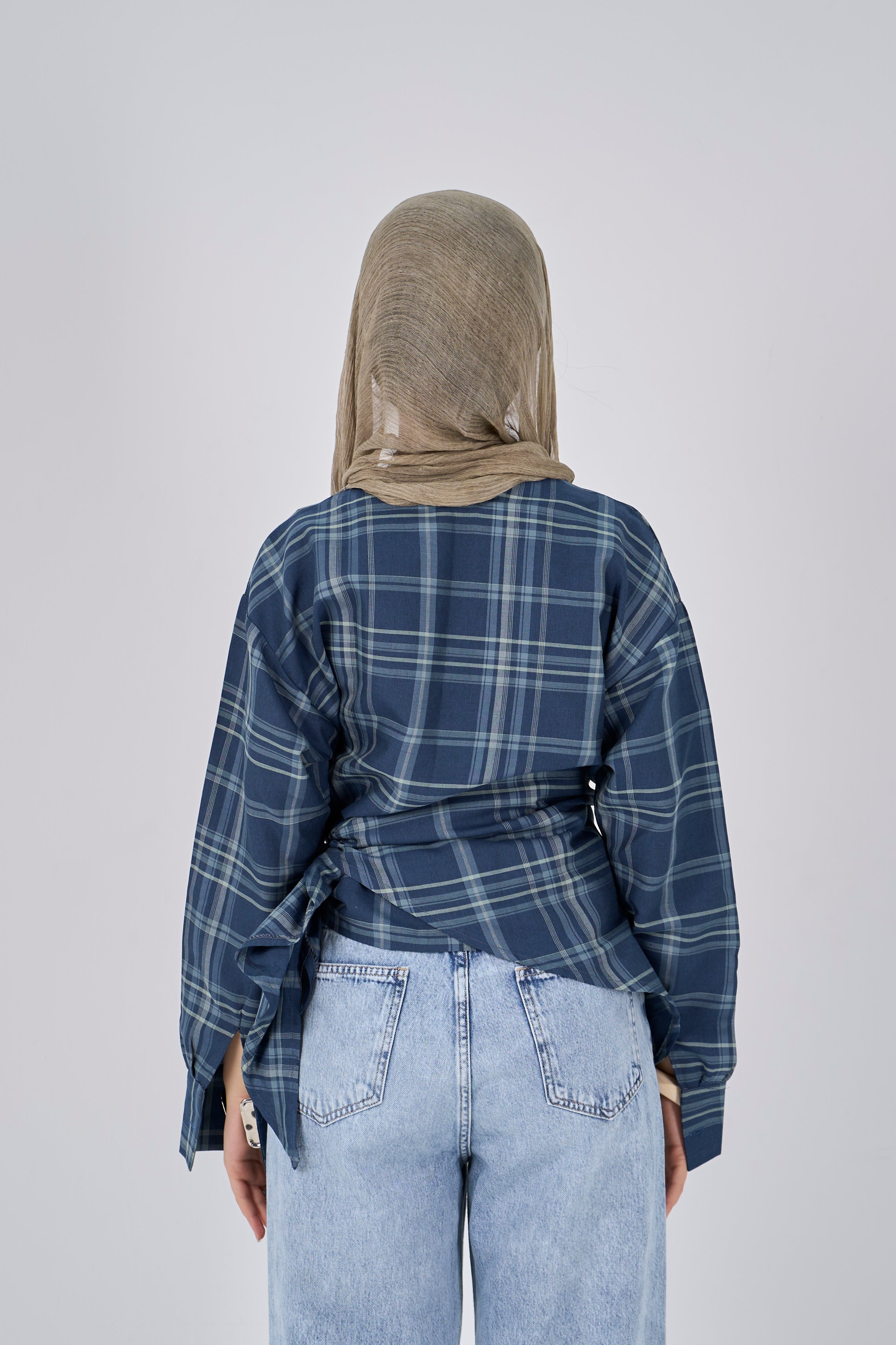 Triangle Scarf blouse - petrol blue