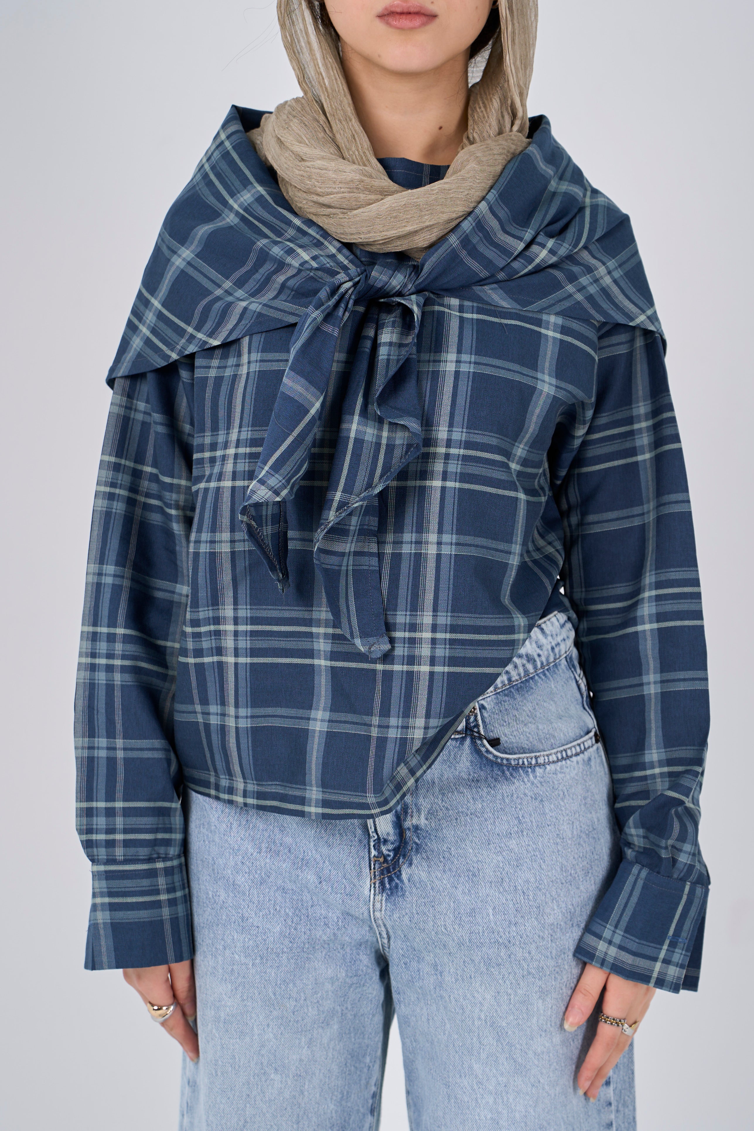 Triangle Scarf blouse - petrol blue