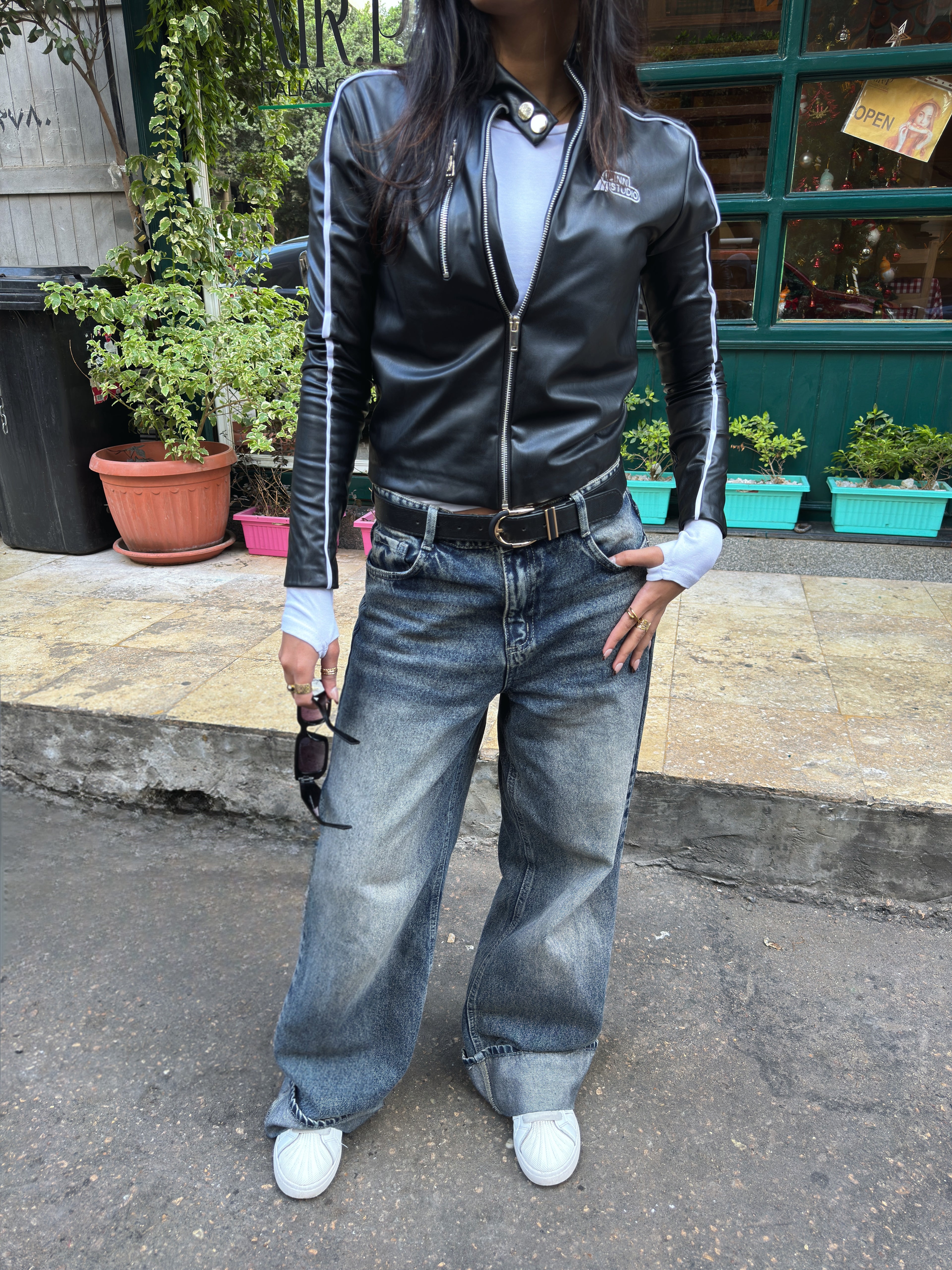 Racing leather jacket - black