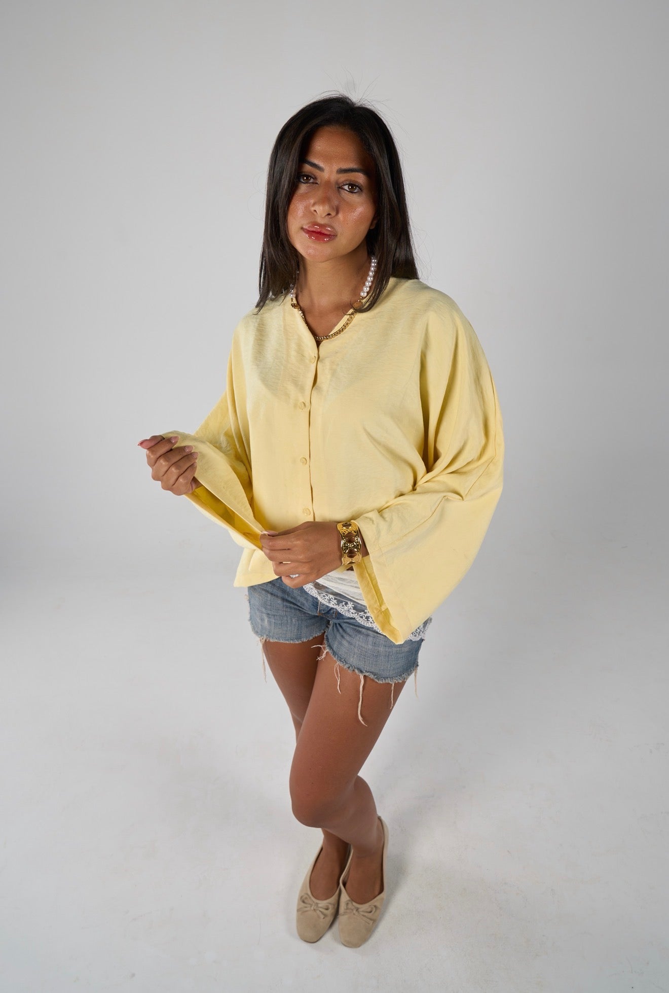Sunset flare shirt - powder yellow