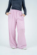 Stripped linen wide leg pants
