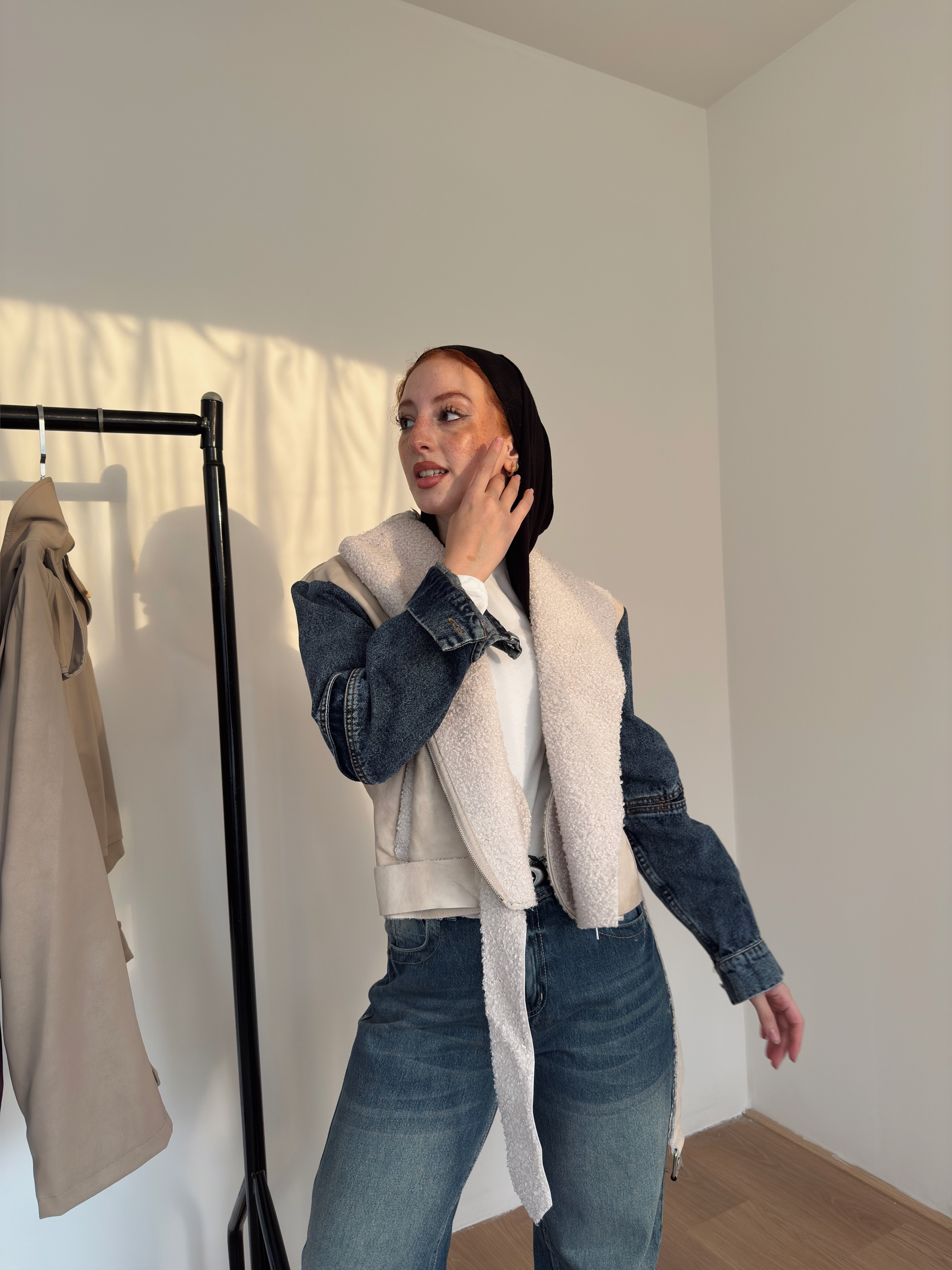 Leather X denim jacket