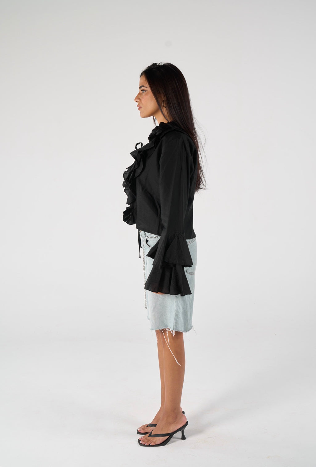 Ruffles blouse - black