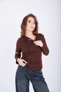 Multi zippper top - brown
