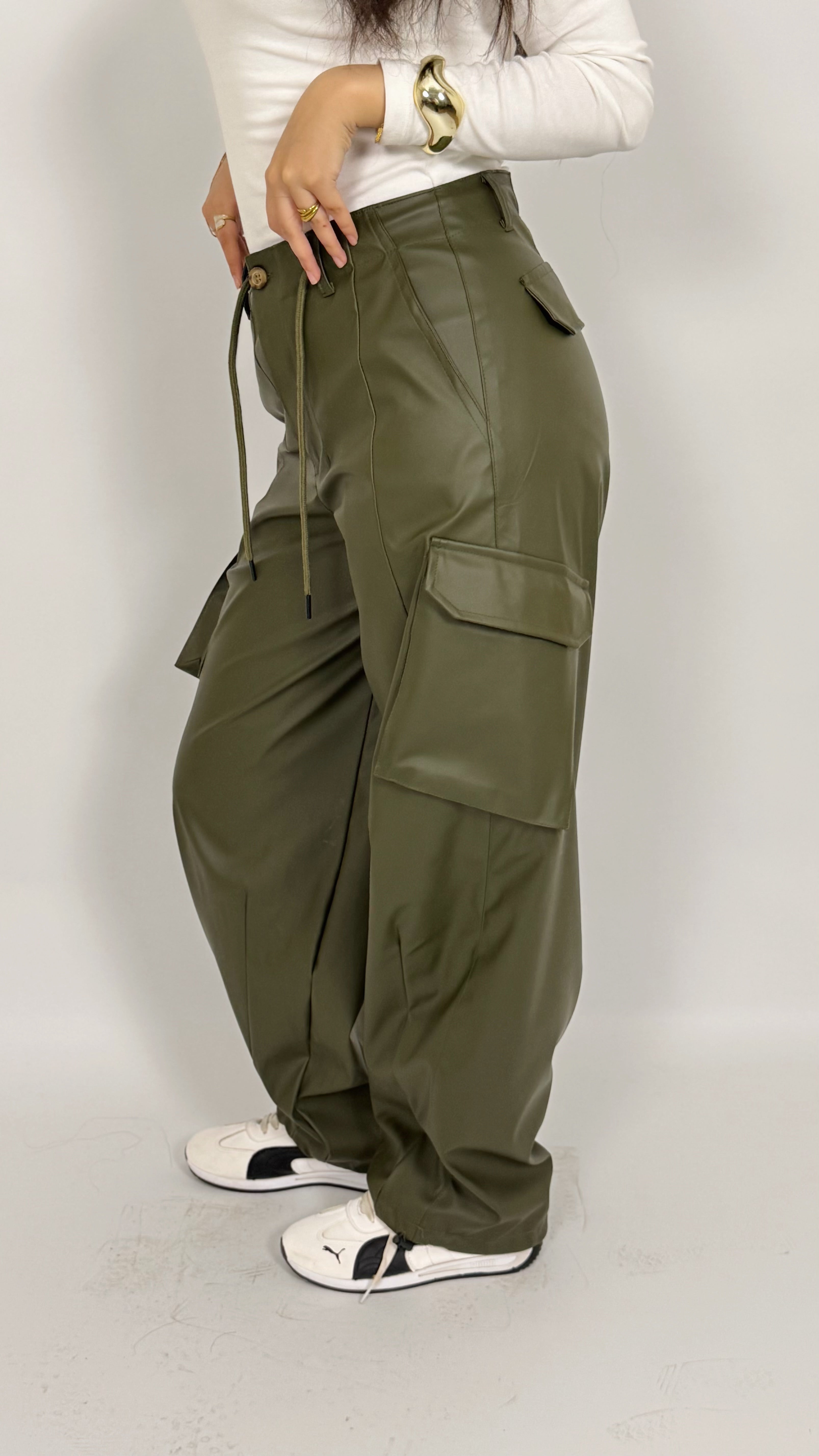 Leather cargo pants
